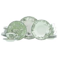 Kombiservice. 20-Teilig für 4 Personen, Porzellan - Weiß/Grün, Basics, Keramik - Creatable