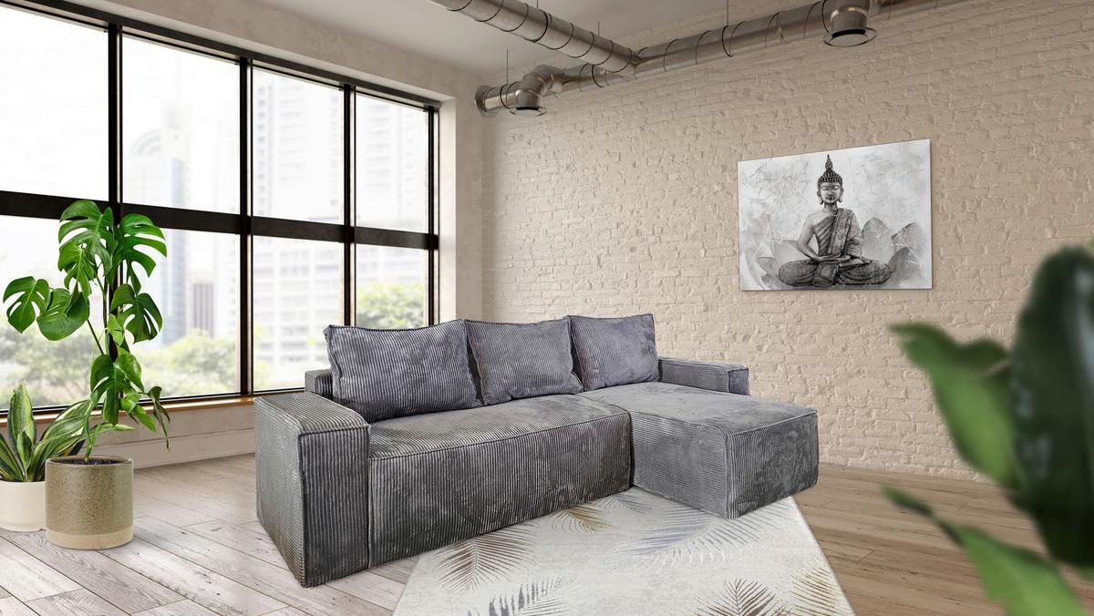 Sarokgarnitúra Denver - szürke, Modern, faalapú anyag/textil (230/140cm) - Best Price