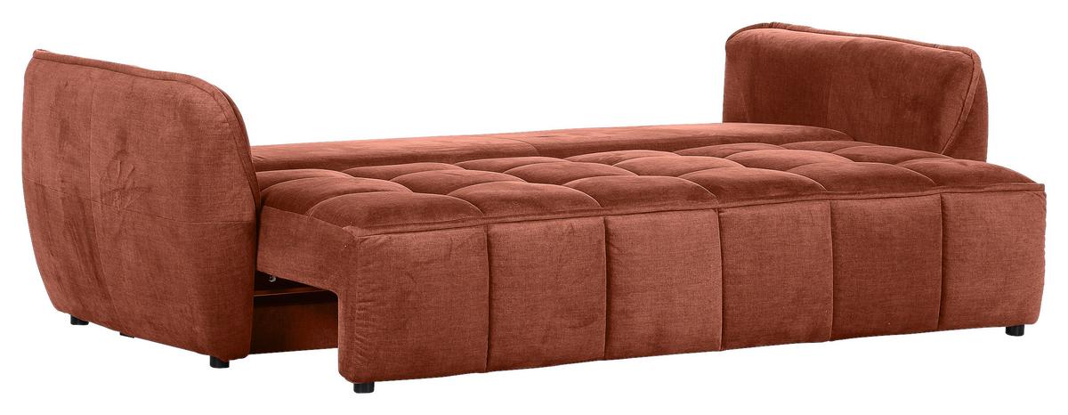 2-Sitzer-Sofa Mit Schlaffunktion Meyford B:250cm - Rostfarben/Schwarz, KONVENTIONELL, Textil (250/70/118cm) - MID.YOU