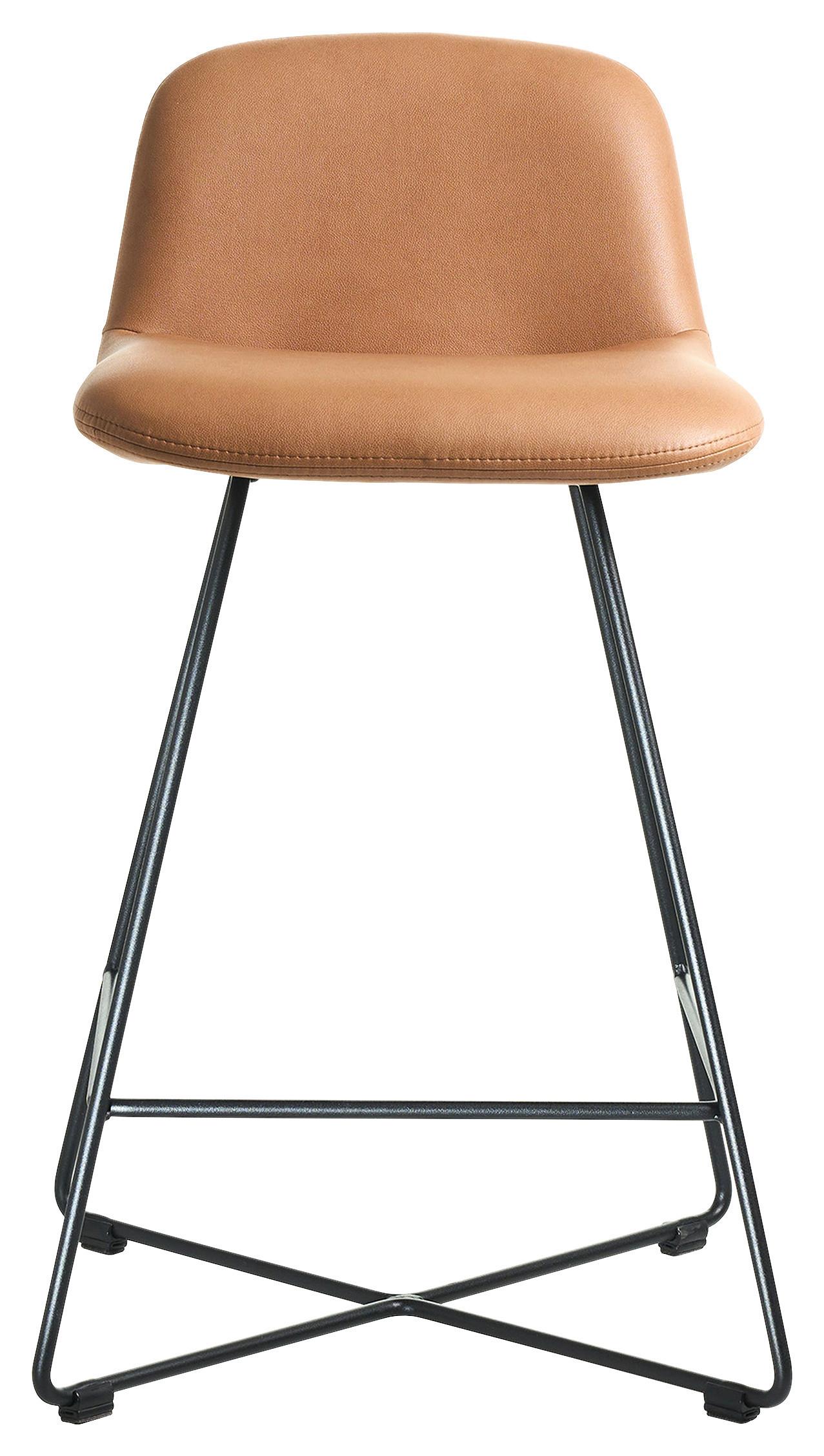 BAROVÁ STOLIČKA CROSS-CHB - čierna/koňaková, Basics, kov/textil (50/85/48cm) - Celina Home