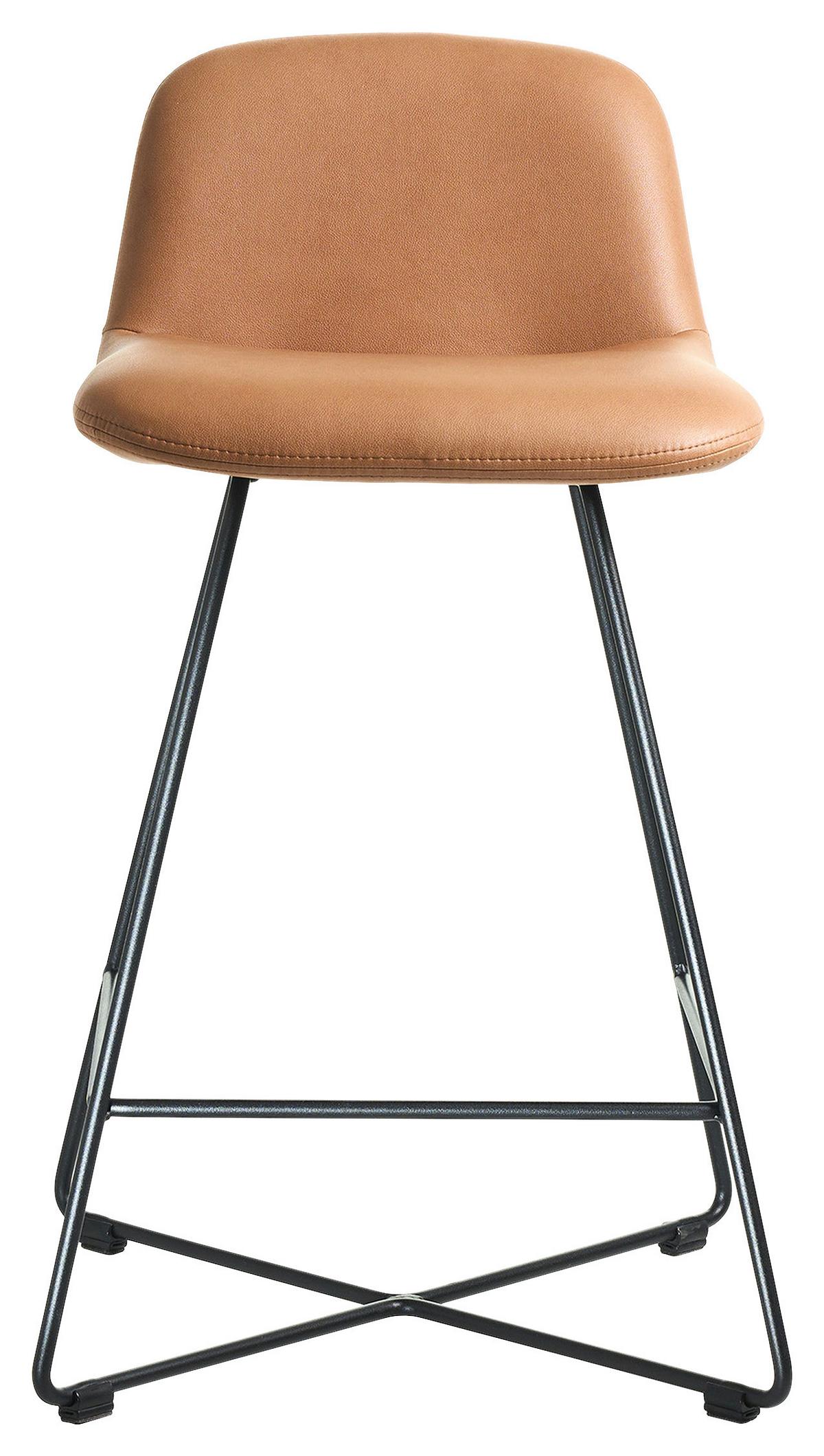 BAROVÁ STOLIČKA CROSS-CHB - čierna/koňaková, Basics, kov/textil (50/85/48cm) - Celina Home