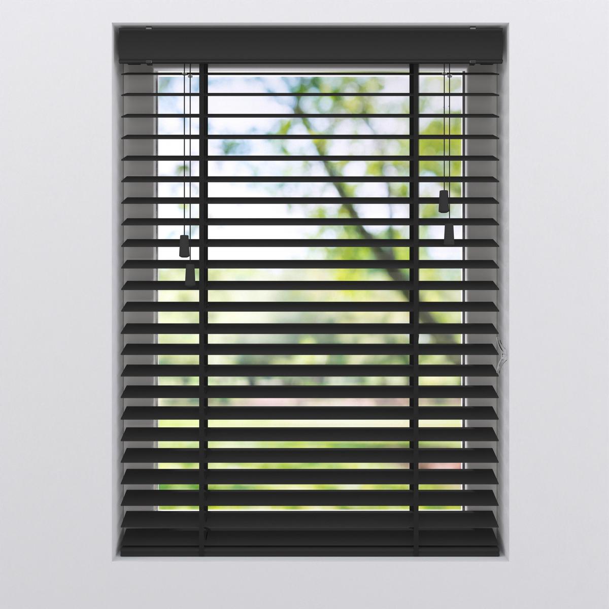 Jalousie Venetian 120x240 Cm Mit Schnurzug - Schwarz, Natur, Holz (120/240cm)