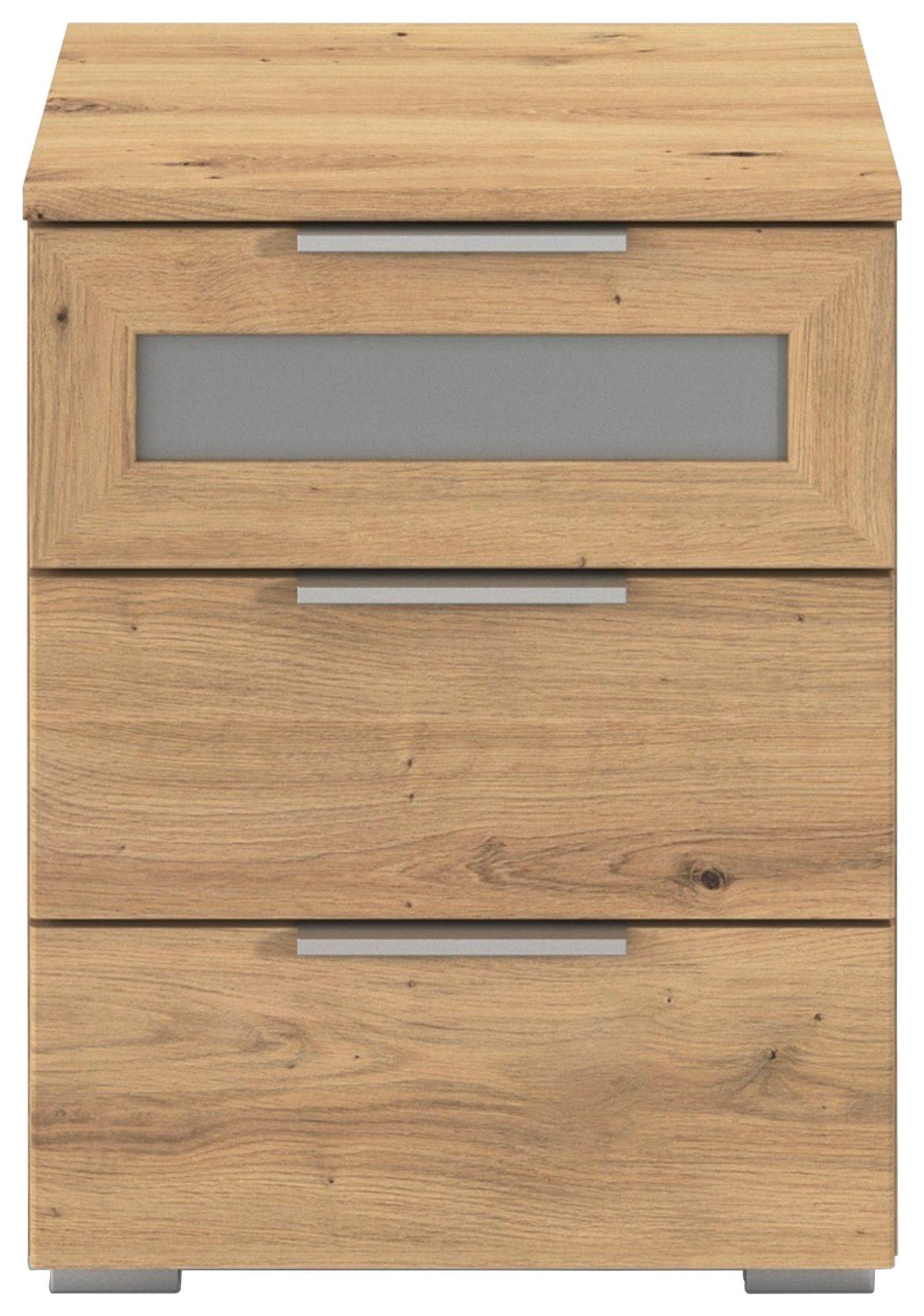 Nachtkästchen Mars 3l-Gr Eiche Artisan B: 50 cm - Alufarben/Eiche Artisan, Basics, Holzwerkstoff (40/50/40cm)