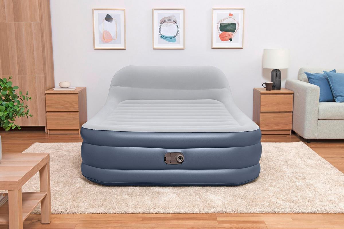 Luftbett Nadine 226x152x82 cm Bis 300kg, inkl. Pumpe - Dunkelblau/Grau, KONVENTIONELL, Kunststoff/Metall - Bestway