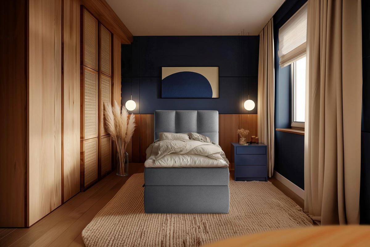 Boxbett Mit Topper & Bettkasten 90x200 Polly - Anthrazit/Schwarz, MODERN, Holz/Holzwerkstoff (90/200cm) - MID.YOU