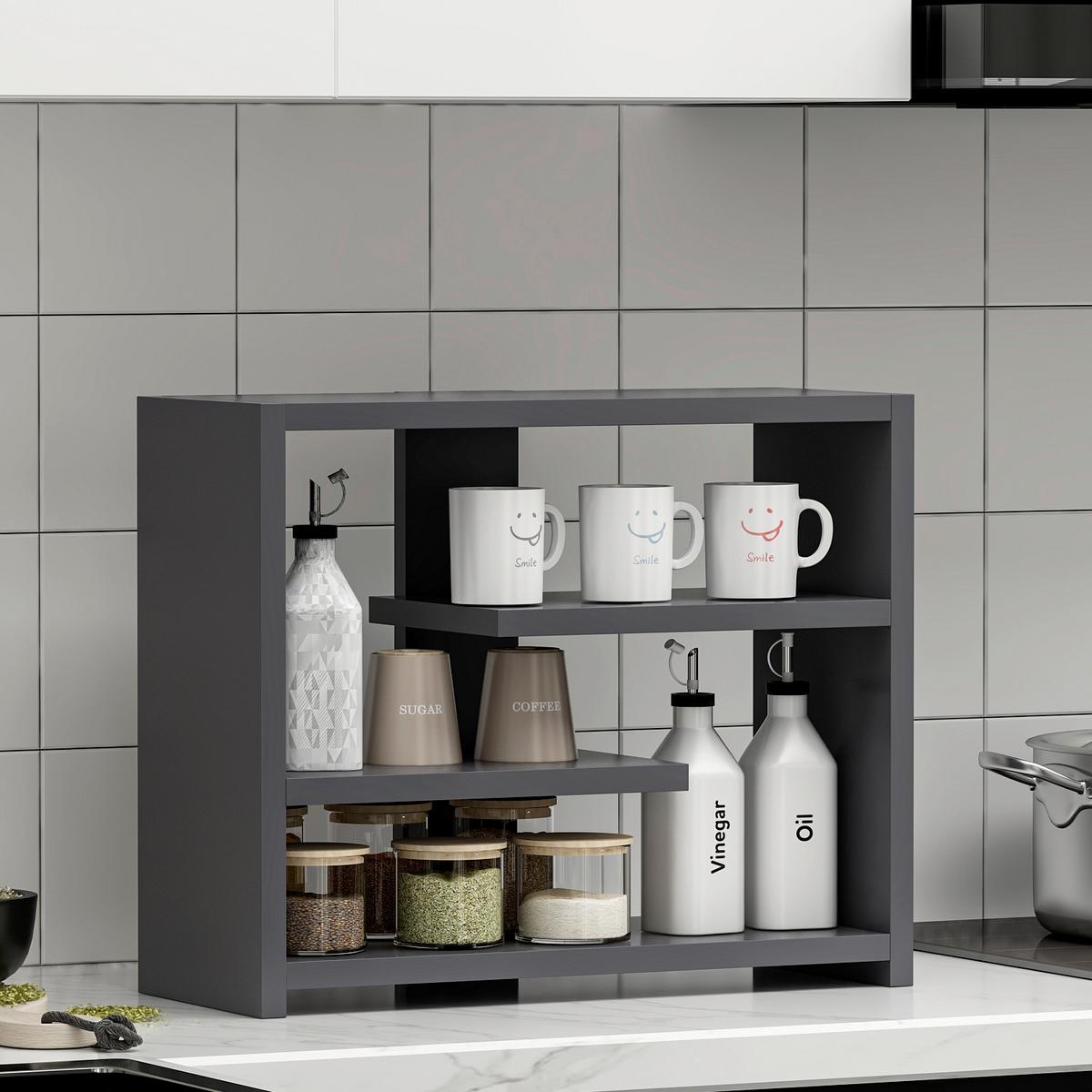 Wandregal Gupse Anthrazit B: 49 Cm - Anthrazit, Design, Holzwerkstoff (49/40/21cm) - Livetastic