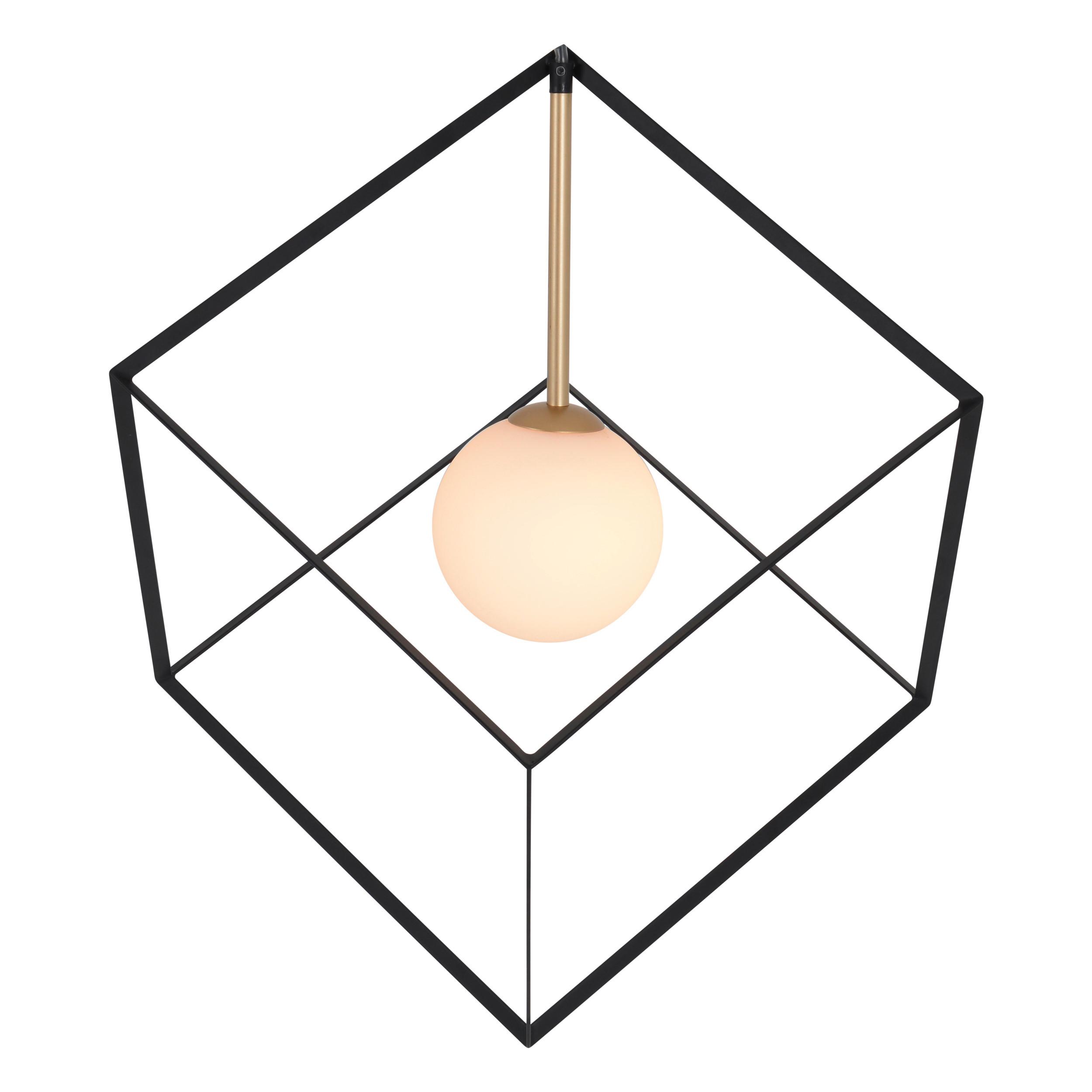 Hängeleuchte Cadre H: 130 cm 1-Flammig, Würfelform - Schwarz/Weiß, Design, Glas/Metall (30/130cm) - Näve