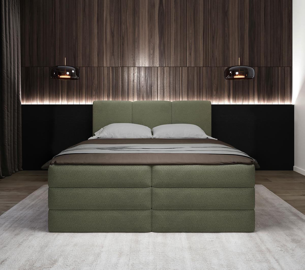 Boxspringbett Mit Topper & Bettkasten 180x200 Castel K - Schwarz/Grün, MODERN, Holz/Holzwerkstoff (160/200cm) - MID.YOU