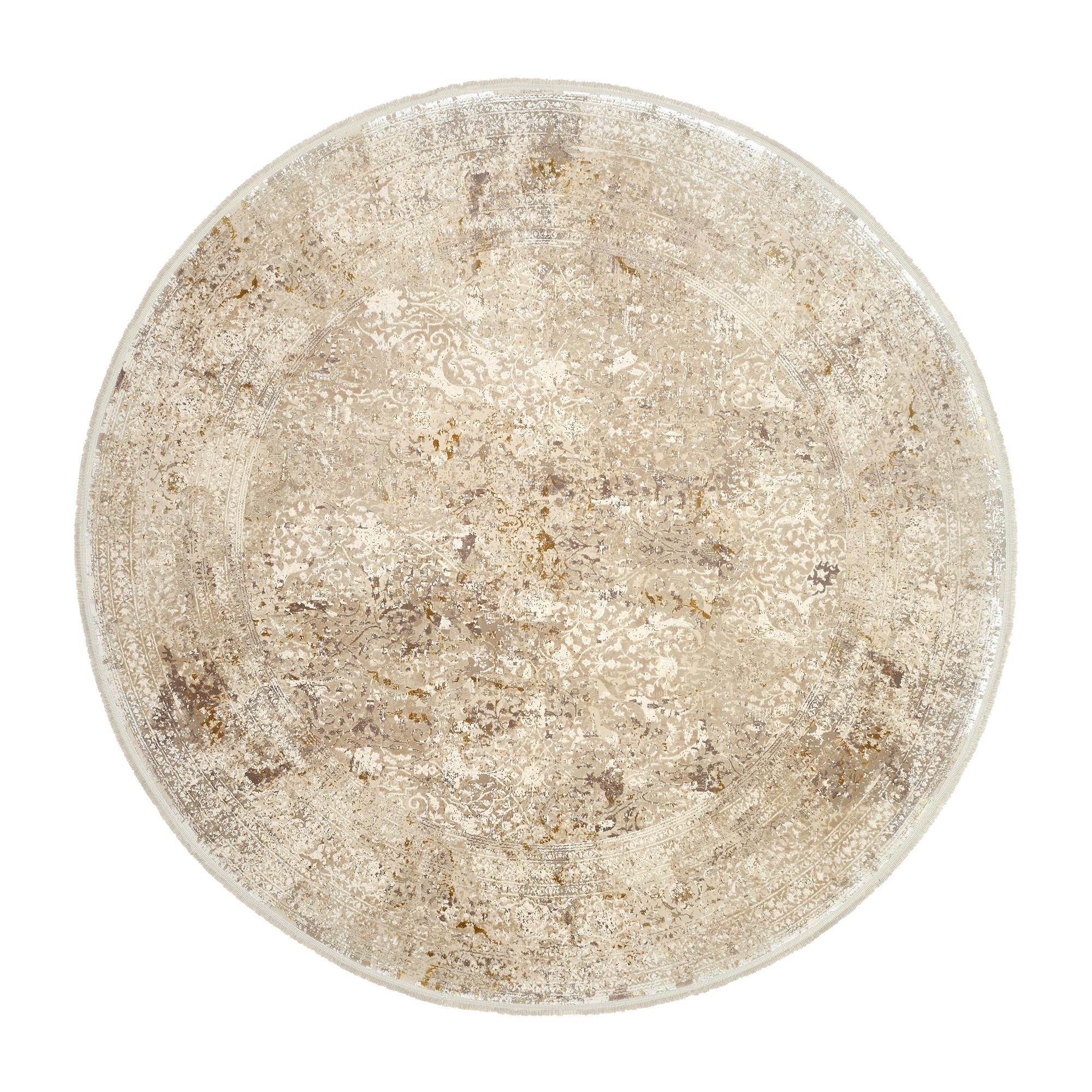 Webteppich Avignon Goldfarben/beige Rund Ø 240 Cm - Beige/Goldfarben, Design, Textil (240cm) - Dieter Knoll