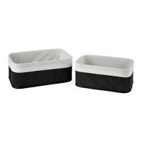 Košík 2ks set 1ks :27/10,5/16 1ks 24/10/16 - čierna/biela, kov/textil - Mömax