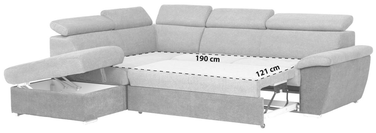 Ecksofa Mit Schlaffunktion Und Bettkasten Antero Dunkelbraun - Chromfarben/Dunkelbraun, Design, Textil (216/262cm) - Livetastic