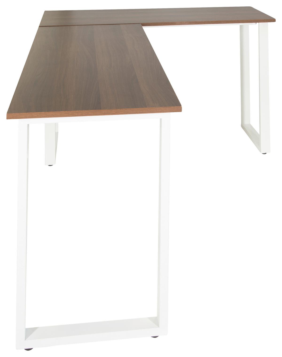 Eckschreibtisch B: 120 Cm Workspace Basic - Walnussfarben/Weiß, Basics, Holzwerkstoff/Metall (165/120/75cm) - MID.YOU