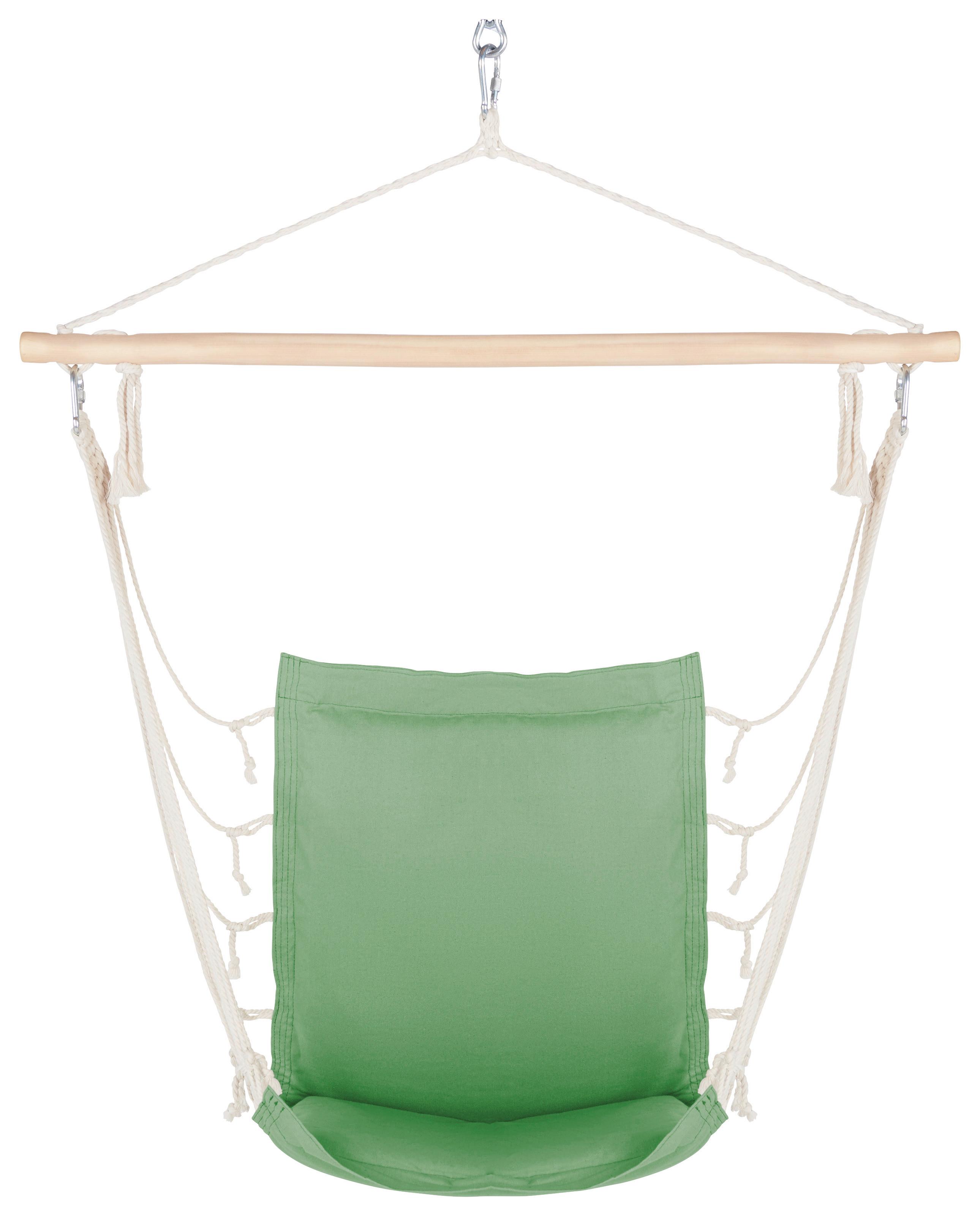 ZÁVĚSNÉ KŘESLO RELAX - zelená/přírodní barvy, dřevo/textil (100/47cm) - Modern Living