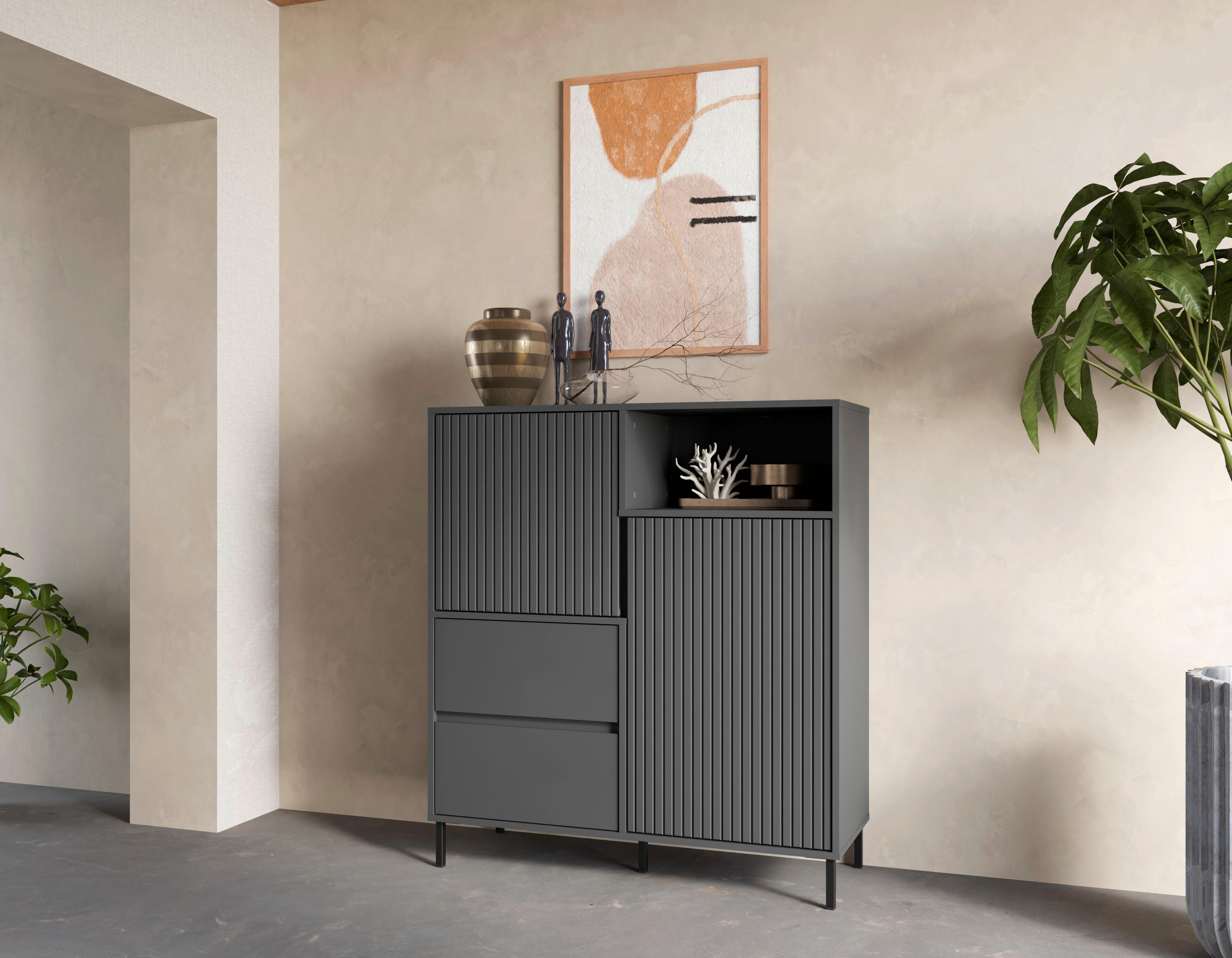 Kommode Avenale Anthrazit B: 105,4 Cm - Anthrazit/Schwarz, Trend, Holzwerkstoff (105,4/117,2/40cm)