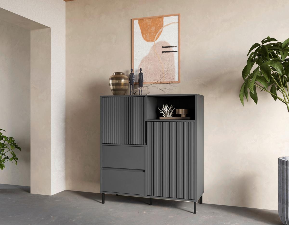 Kommode Avenale Anthrazit B: 105,4 Cm - Anthrazit/Schwarz, Trend, Holzwerkstoff (105,4/117,2/40cm)