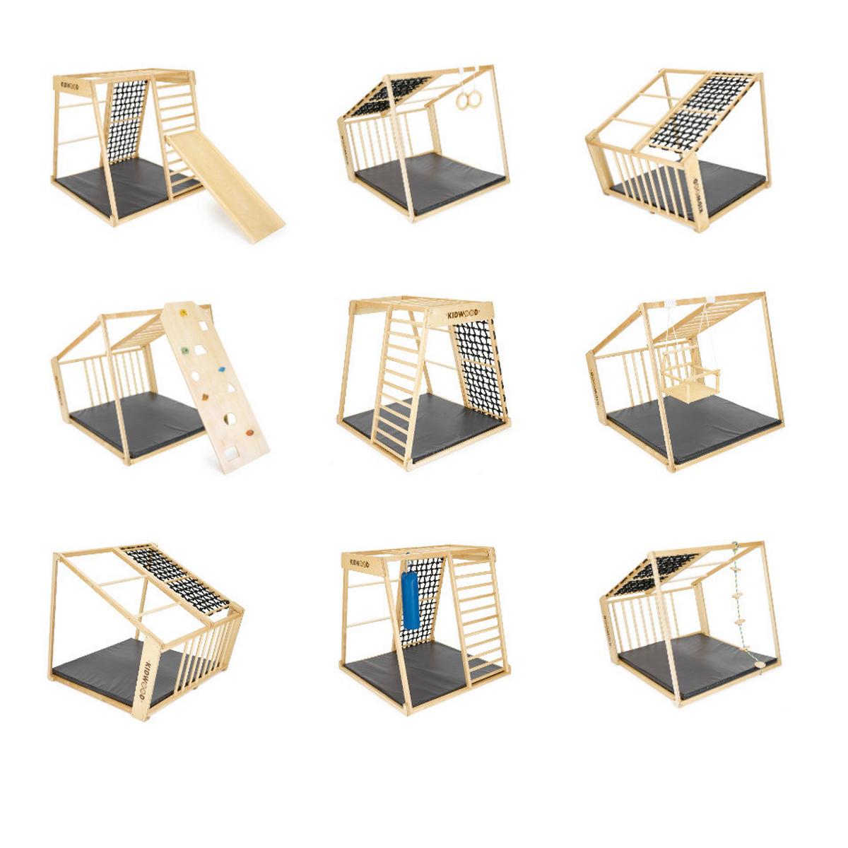Premium Klettergerüst mit Sicherheitsmatte - Weiß, Basics, Holz (113/115/110cm) - CLIFF