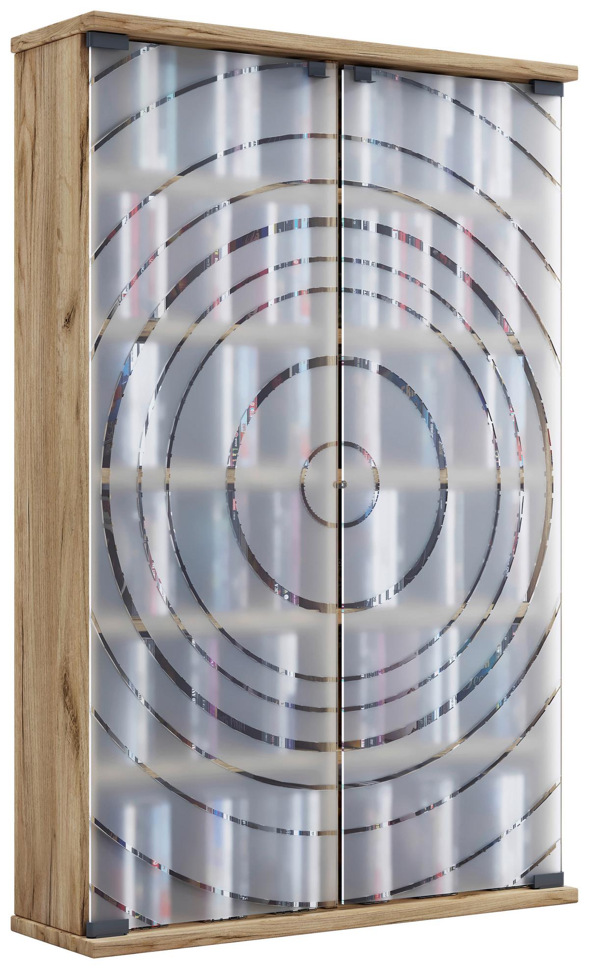 CD-Regal Tilano Honigeiche Dekor - Honigeiche, Design, Glas/Holzwerkstoff (60/92/18cm) - MID.YOU