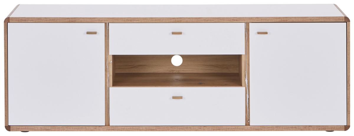 Phonotisch Ronda B: 178 cm Weiß/Eiche Dekor - Eichefarben/Weiß, MODERN, Holzwerkstoff (178/61/46,4cm)