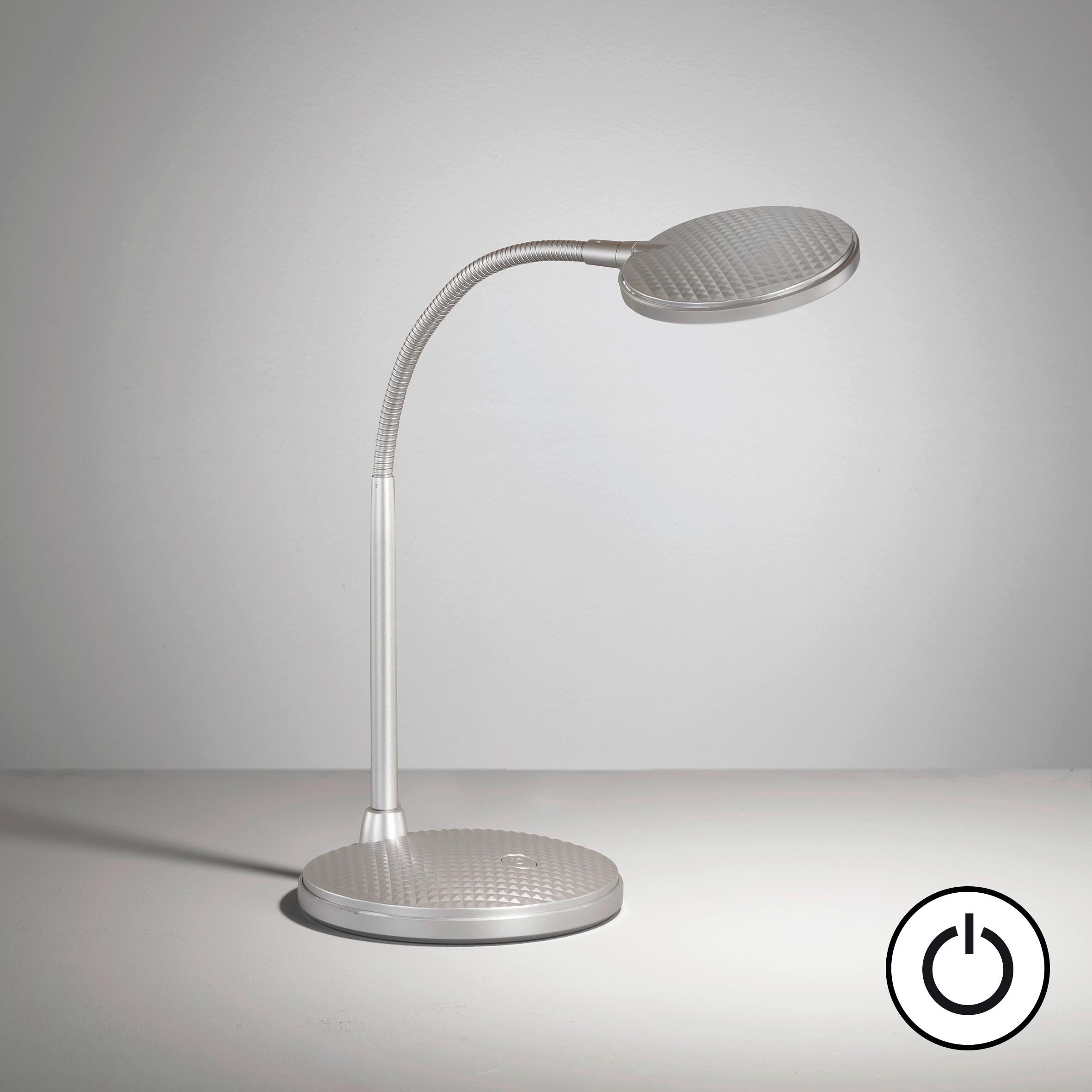 LED-Schreibtischleuchte Work Schwarz Sandfarben B: 14,5 cm - Sandfarben/Silberfarben, KONVENTIONELL, Kunststoff/Metall (22/14,5/36,5cm) - Fischer & Honsel