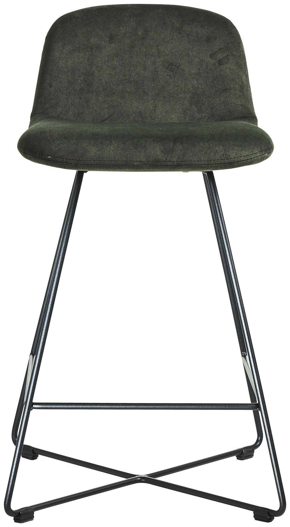 BAROVÁ STOLIČKA CROSS-CHB - čierna/lesná zelená, Basics, kov/textil (50/85/48cm) - Celina Home