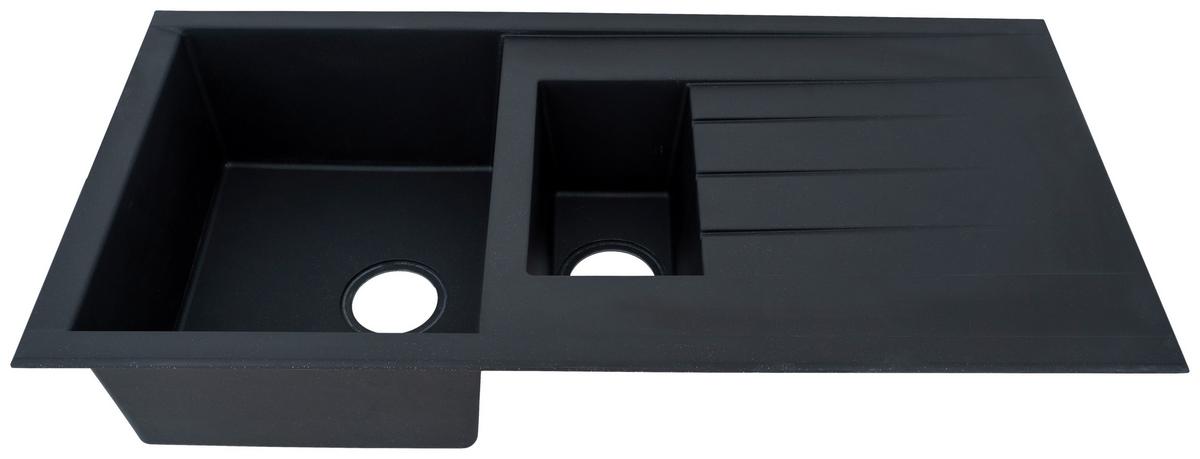 Spüle Respekta Houston Kunststein Bxt: 100x50 Cm - Schwarz, Trend, Glas/Kunststoff (100/21/50cm) - Respekta