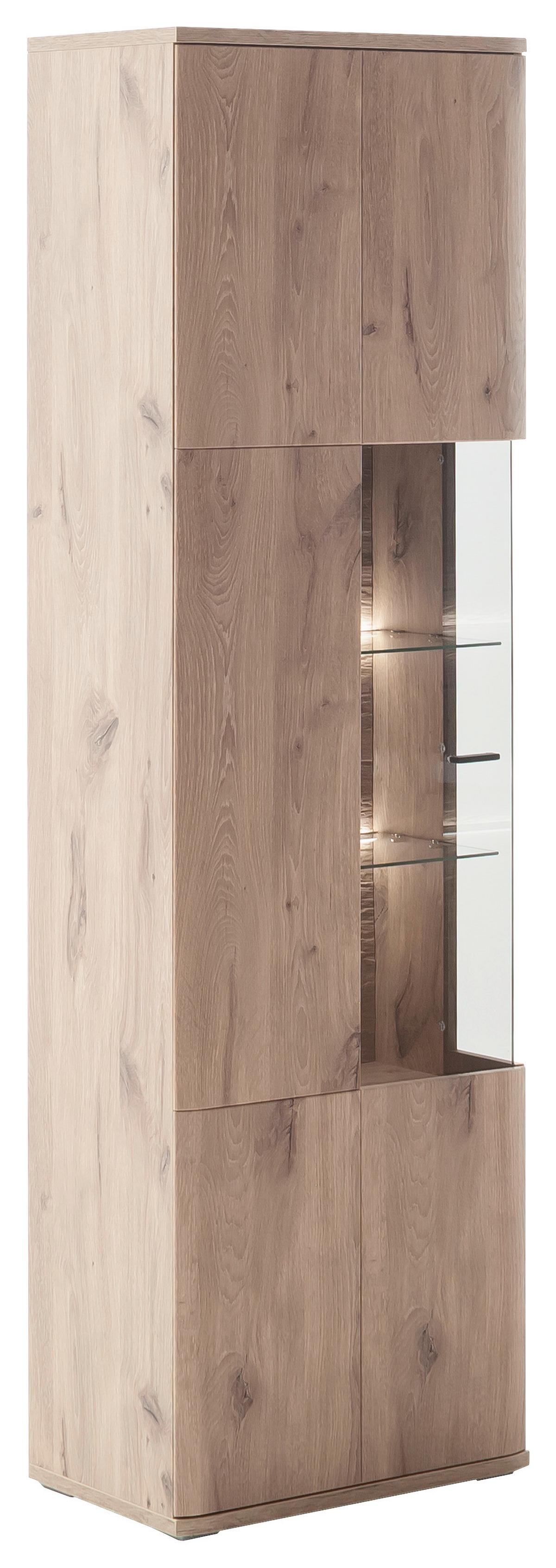 Vitrine Prato Eichefarben B 60 cm - Eichefarben, Design, Glas/Holzwerkstoff (60/199/37cm) - MID.YOU