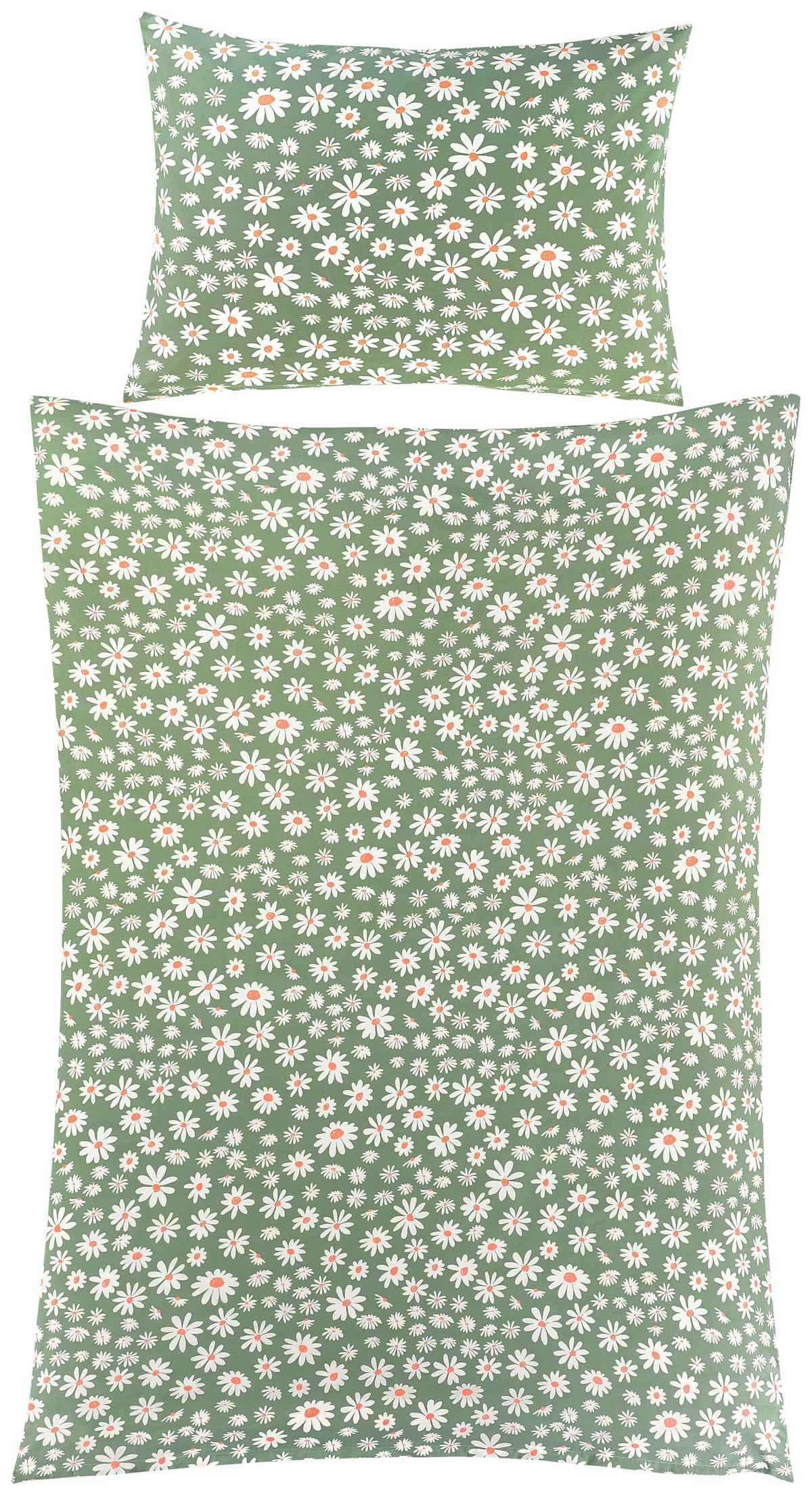 Bettwäsche Daisy - Salbeigrün/Bernsteinfarben, ROMANTIK / LANDHAUS, Textil - James Wood