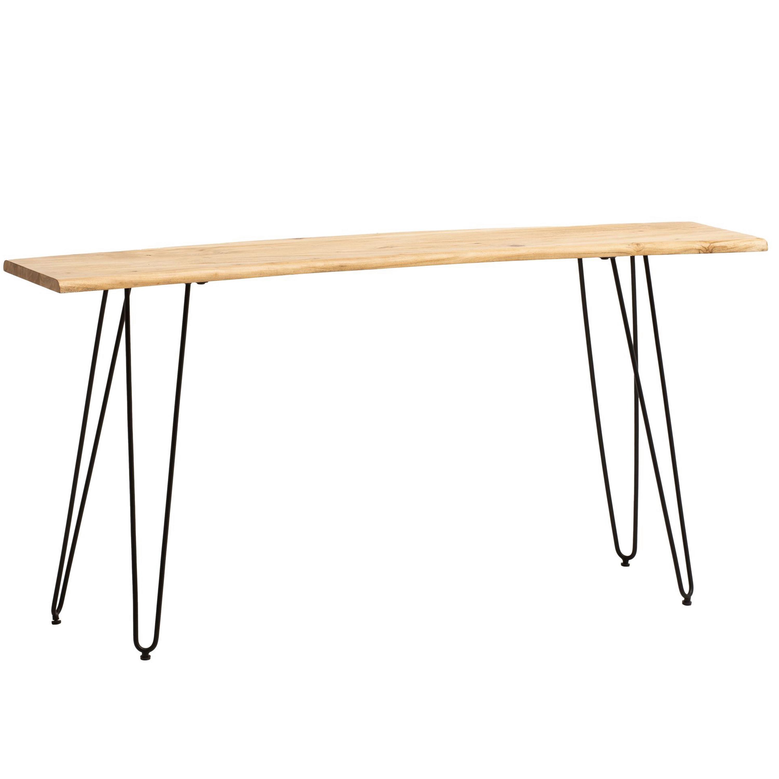 Konsolentisch Akaziefarben L: 150 cm - Schwarz/Akaziefarben, Design, Holz/Metall (150/36/75cm) - MID.YOU
