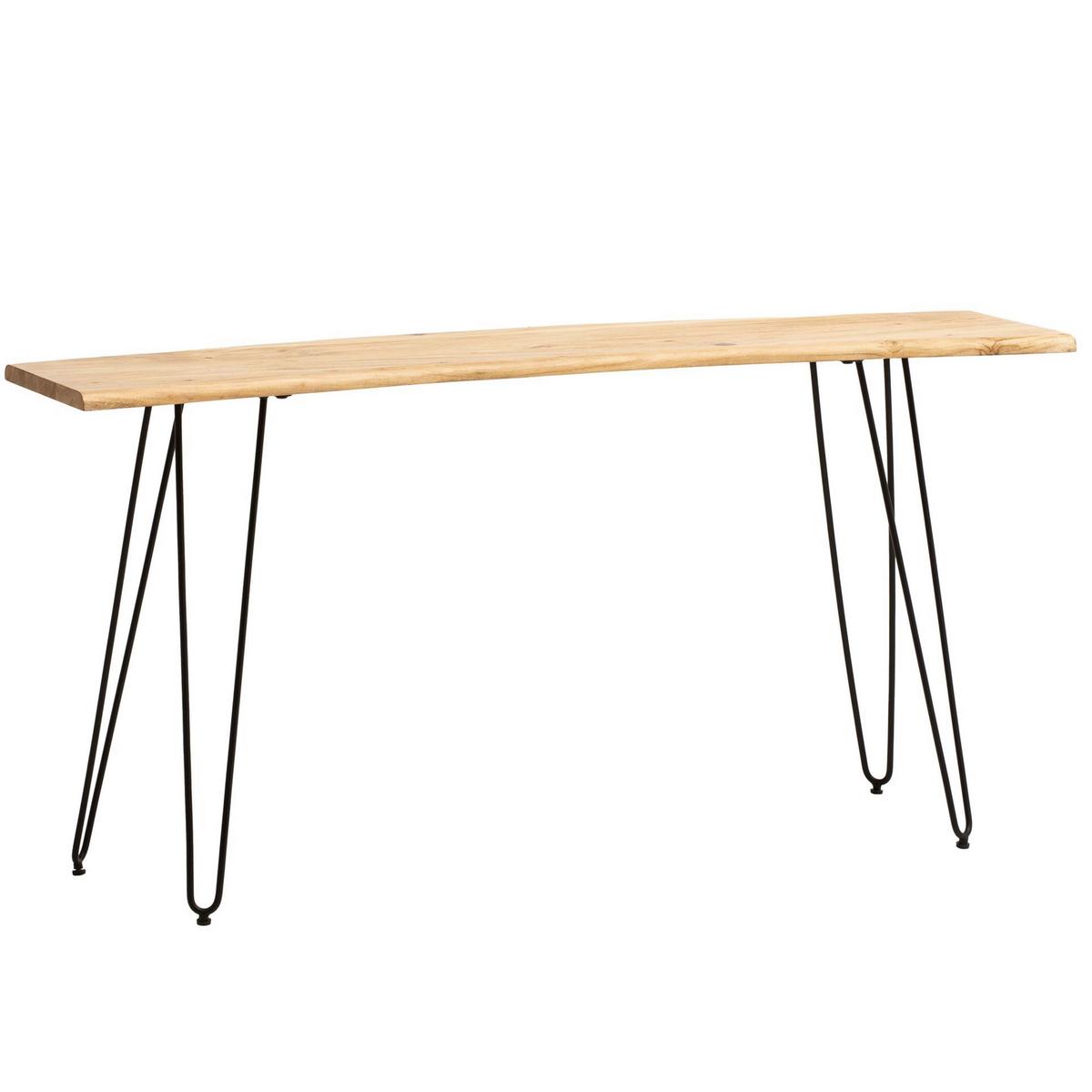Konsolentisch Akaziefarben L: 150 cm - Schwarz/Akaziefarben, Design, Holz/Metall (150/36/75cm) - MID.YOU