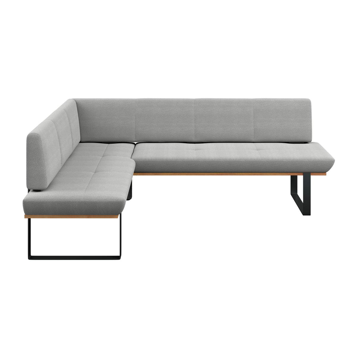 Eckbank Tristan Webstoff hellgrau, S:175x225cm - Hellgrau/Schwarz, MODERN, Holz/Textil (175/225cm) - James Wood
