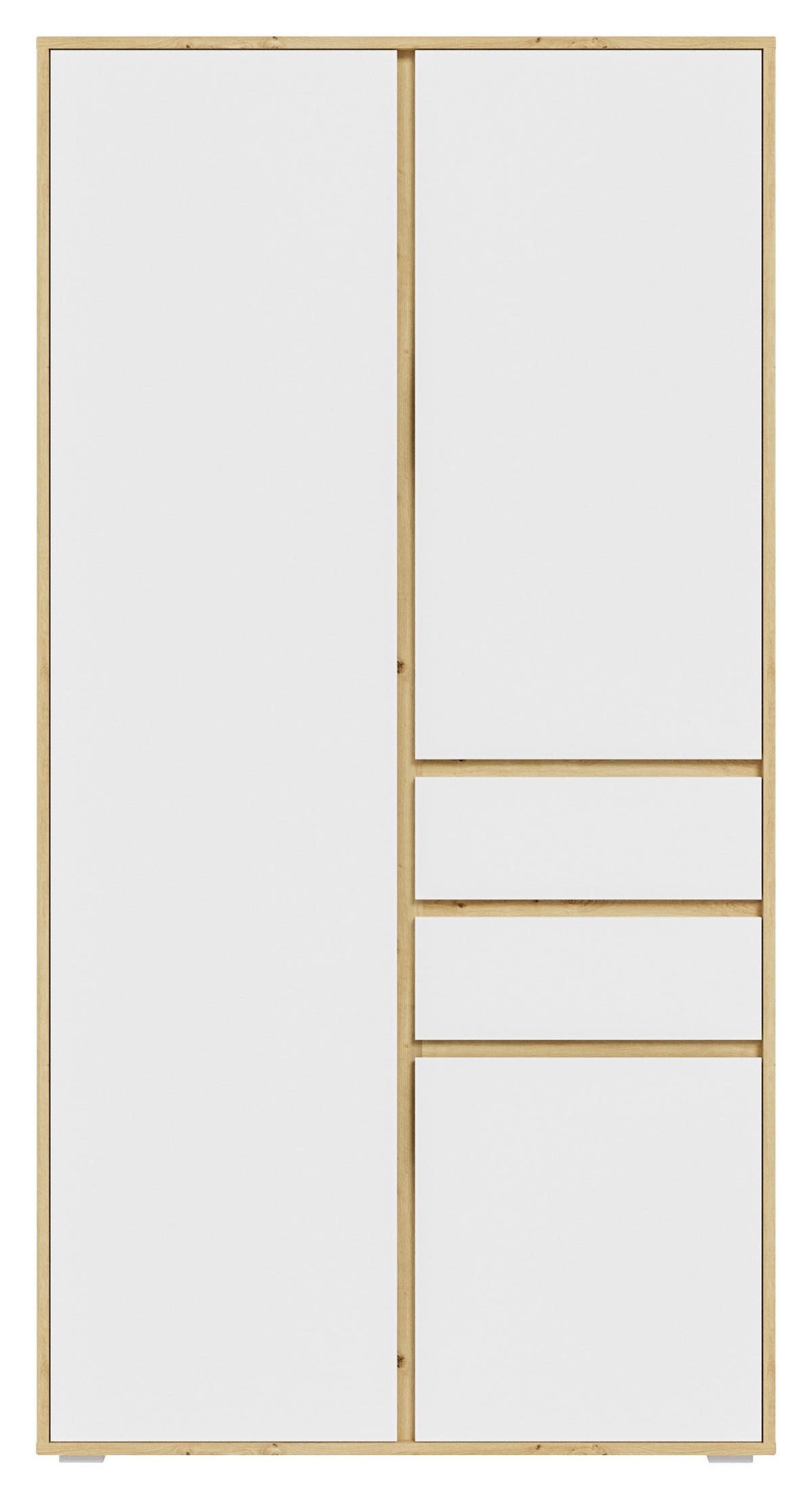 Drehtürenschrank Falun Weiß /Eiche Artisan Dekor B: 100cm - Weiß/Eiche Artisan, MODERN, Holzwerkstoff (100/194/56cm) - MID.YOU