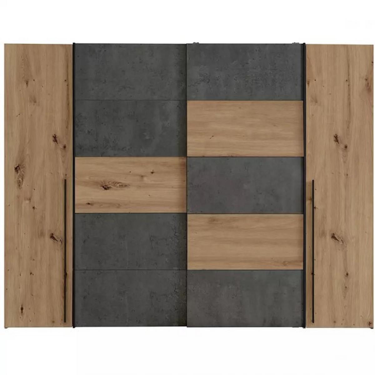 Drehtürenschrank 270cm Narago, Eichefarben/Dunkelgrau - Eichefarben/Dunkelgrau, MODERN, Holzwerkstoff/Kunststoff (270/210/61cm) - MID.YOU