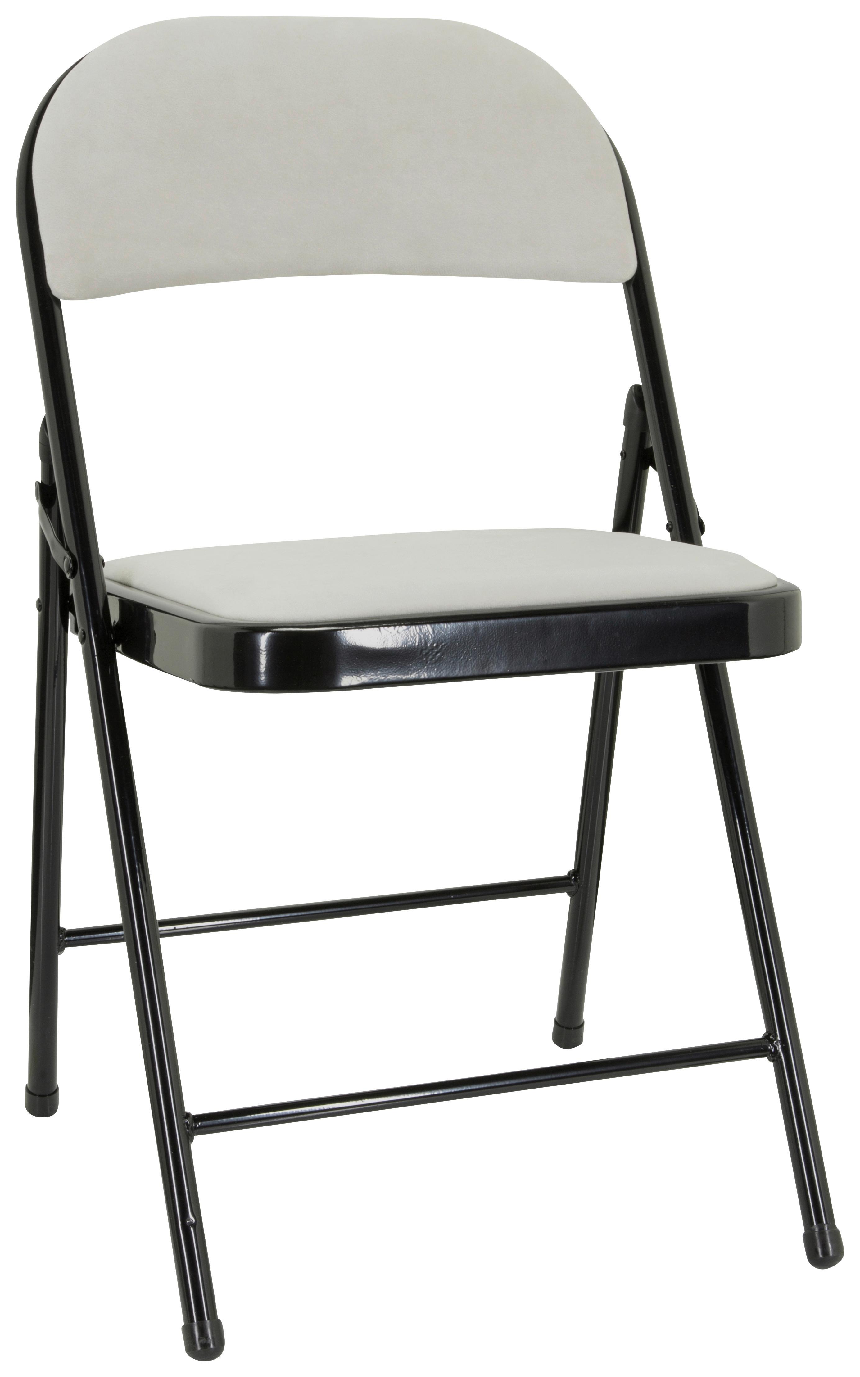 Klappstuhl Tudela I Schwarz/Weiß Samt - Schwarz/Weiß, Basics, Textil/Metall (44/80/49cm) - MID.YOU