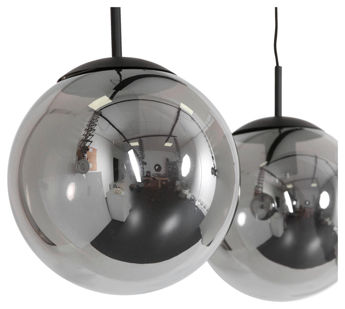 Pendelleuchte Bollique - Schwarz, Trend, Glas/Metall (25/40-150/120cm)