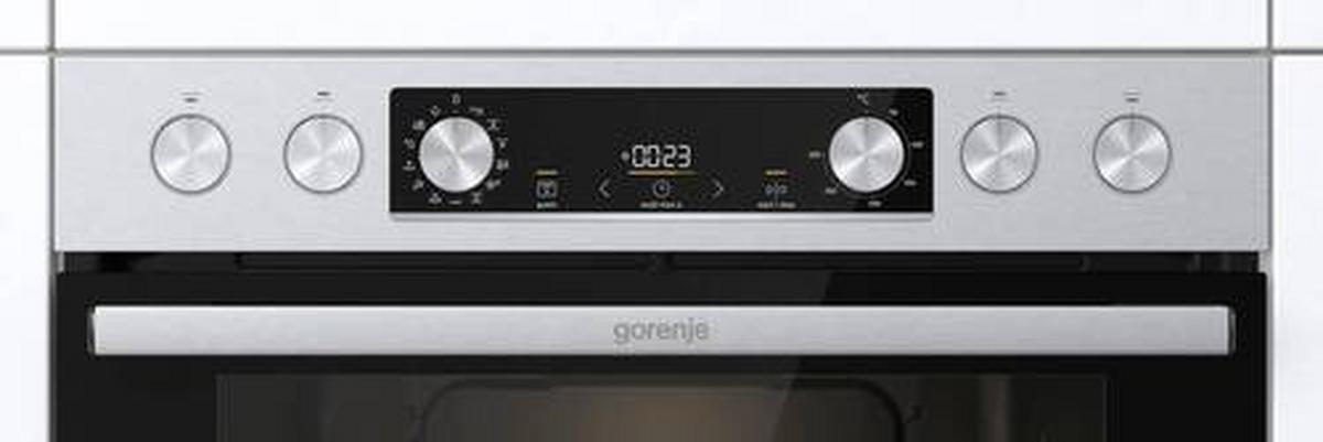 Einbauherd-Set B: 59,5 cm Elektro-Glaskeramik - Edelstahlfarben/Schwarz, Basics, Glas/Metall (59,5/59,5/56,4cm) - Gorenje