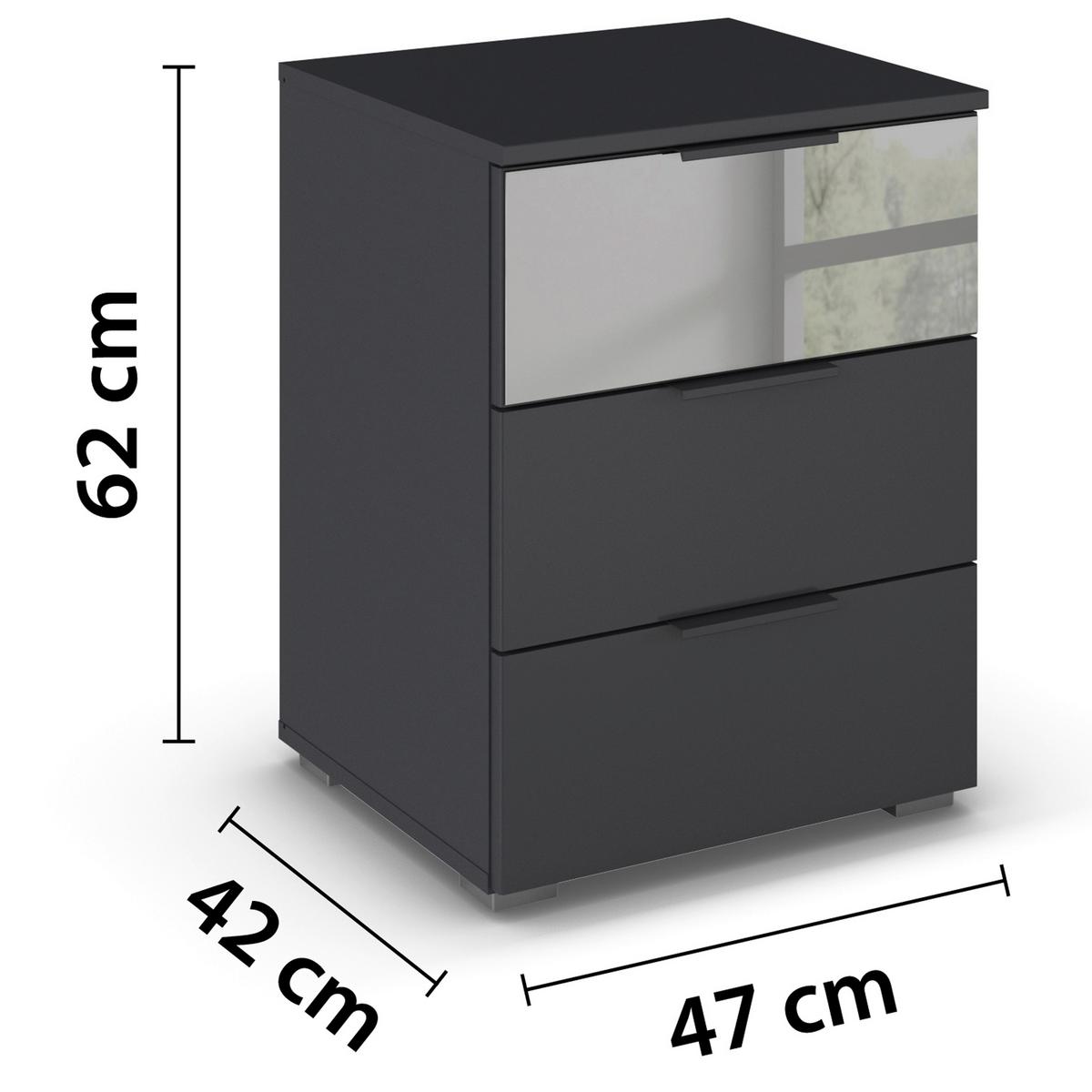Nachtkästchen Skyla Grau B: 47 Cm - Grau, MODERN, Glas/Holzwerkstoff (47/62/42cm) - Rauch Möbel