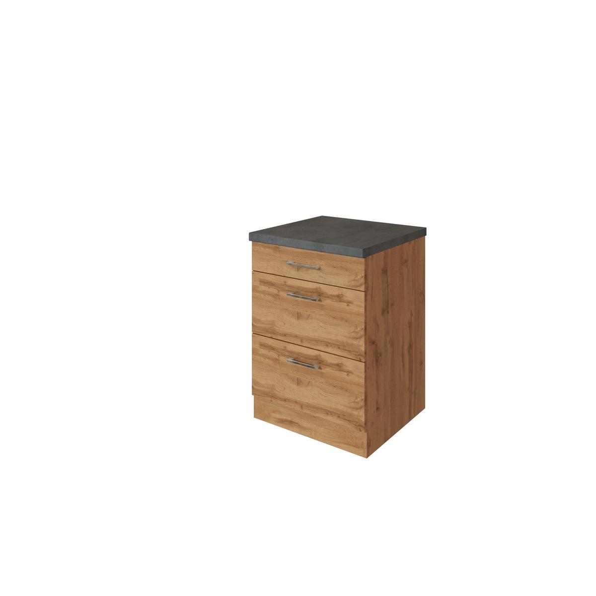 Küchenunterschrank B: 50 Cm Eiche Dekor/anthrazit - Anthrazit/Eiche Wotan, MODERN, Holzwerkstoff (50/85/60cm) - Held