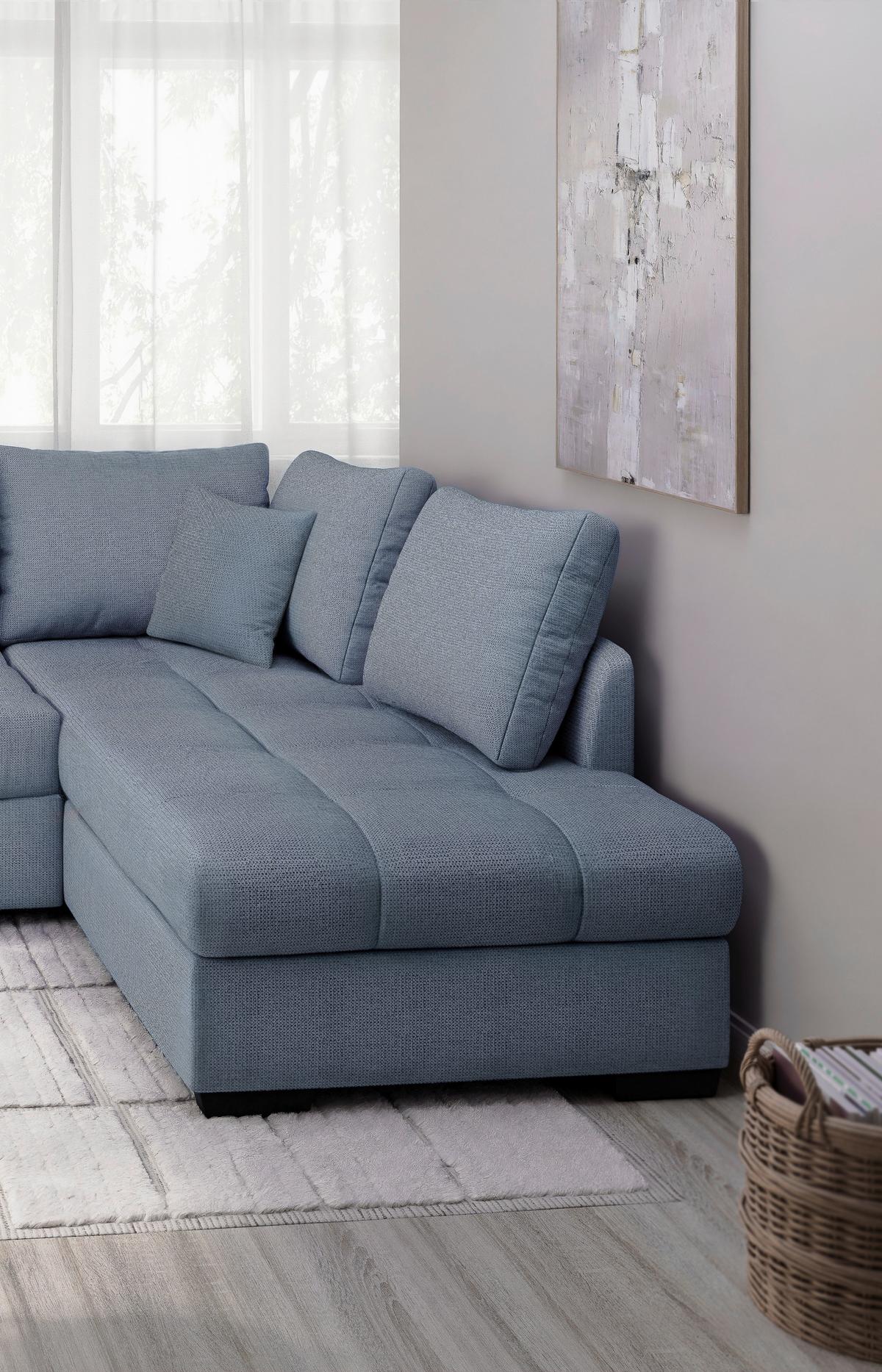 Eckschlafsofa Alvito Hellblau S: 298x202 Cm - Schwarz/Hellblau, MODERN, Textil (298/202cm) - MID.YOU