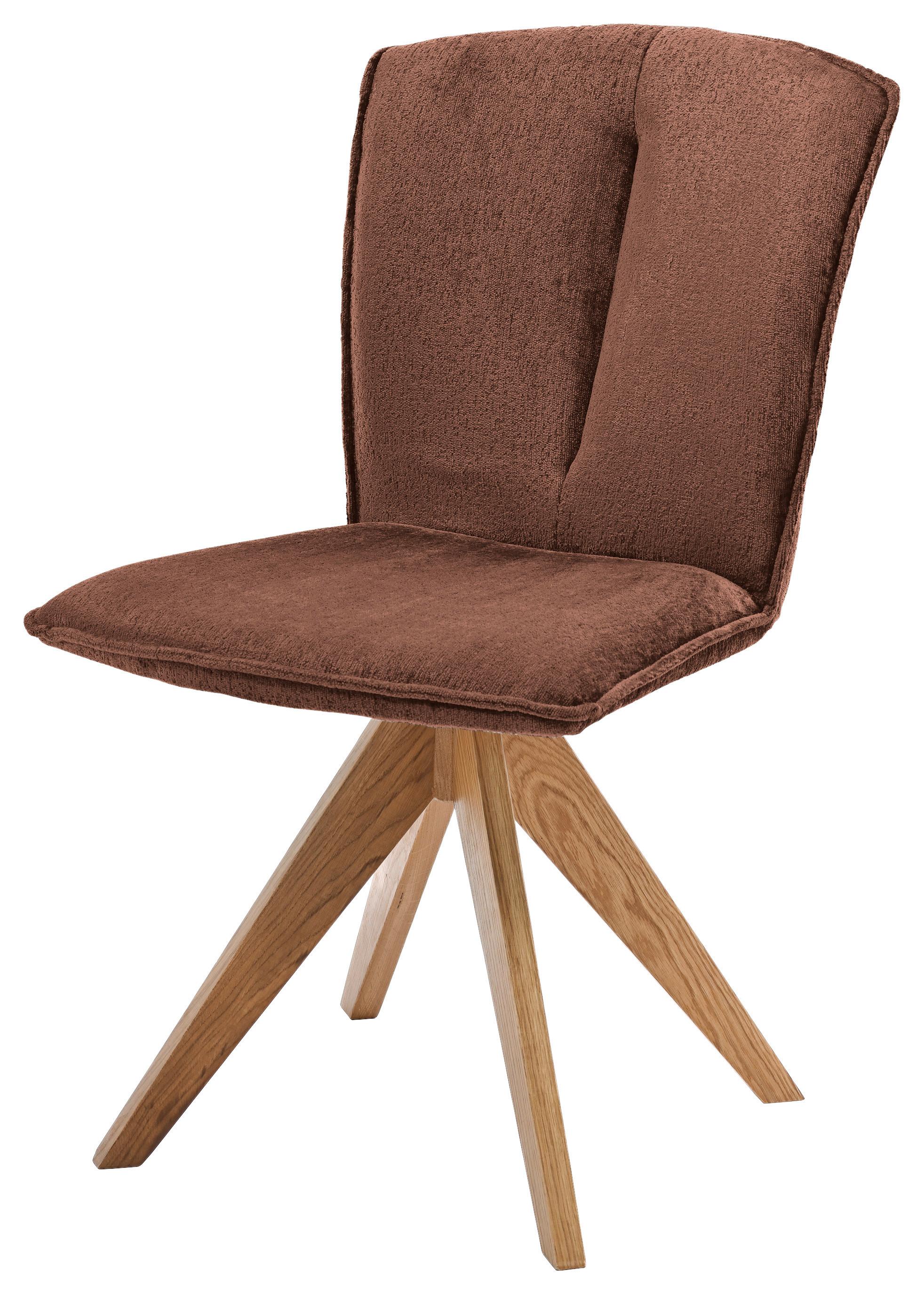 Stuhl Neva 2 braun Eiche massiv, drehbar, B: 51cm - Braun/Naturfarben, KONVENTIONELL, Holz/Textil (51/89/70cm)