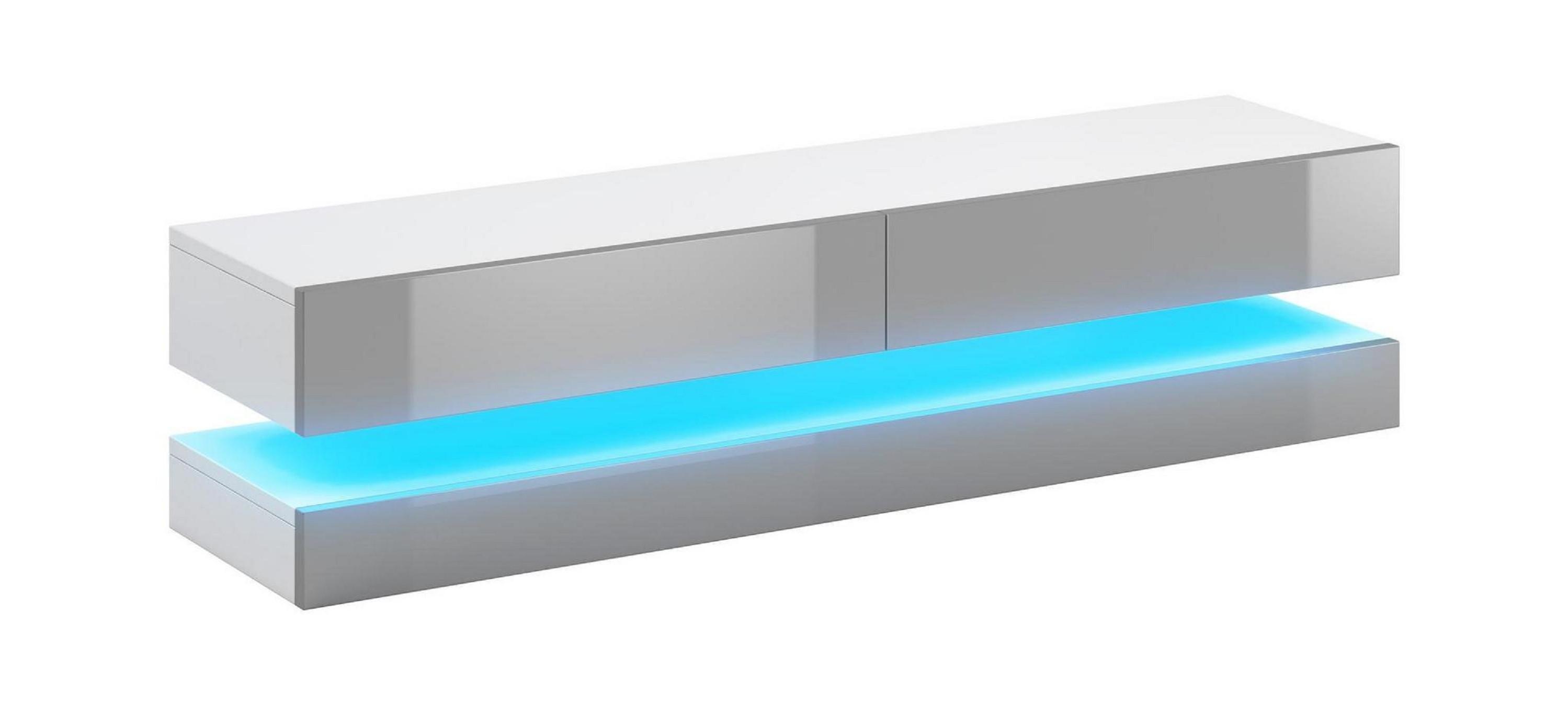 Lowboard TV Stand Fly Led Weiß/Grau B: 140 cm - Weiß/Grau, Design, Holzwerkstoff (140/25/34cm) - MID.YOU