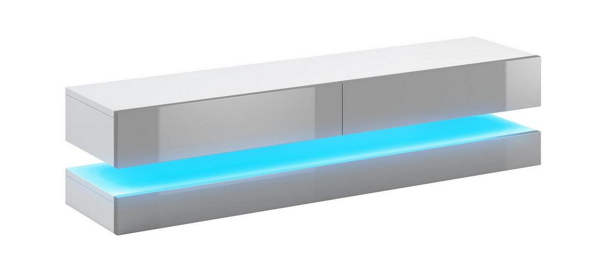 Lowboard TV Stand Fly Led Weiß/Grau B: 140 cm - Weiß/Grau, Design, Holzwerkstoff (140/25/34cm) - MID.YOU