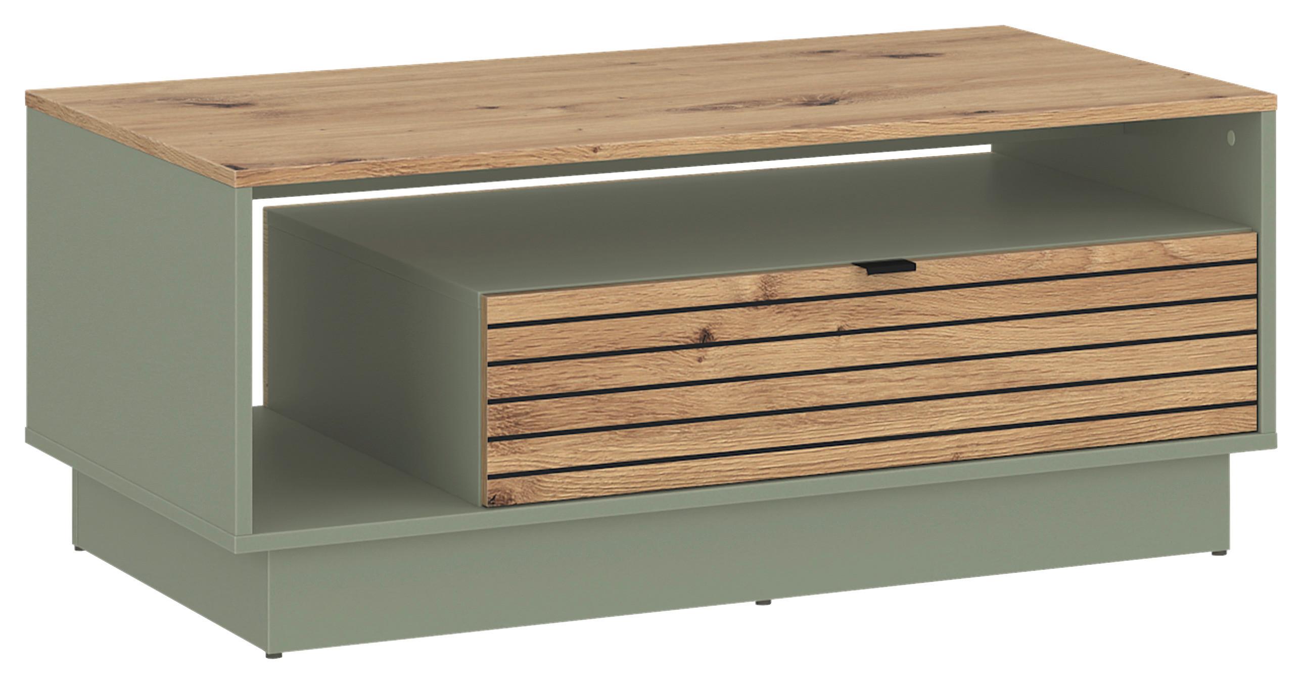 Couchtisch Nexa Salbeigrün /Eiche Dekor B: 106cm - Salbeigrün/Eiche Artisan, Basics, Holzwerkstoff/Kunststoff (106/45,5/65cm)