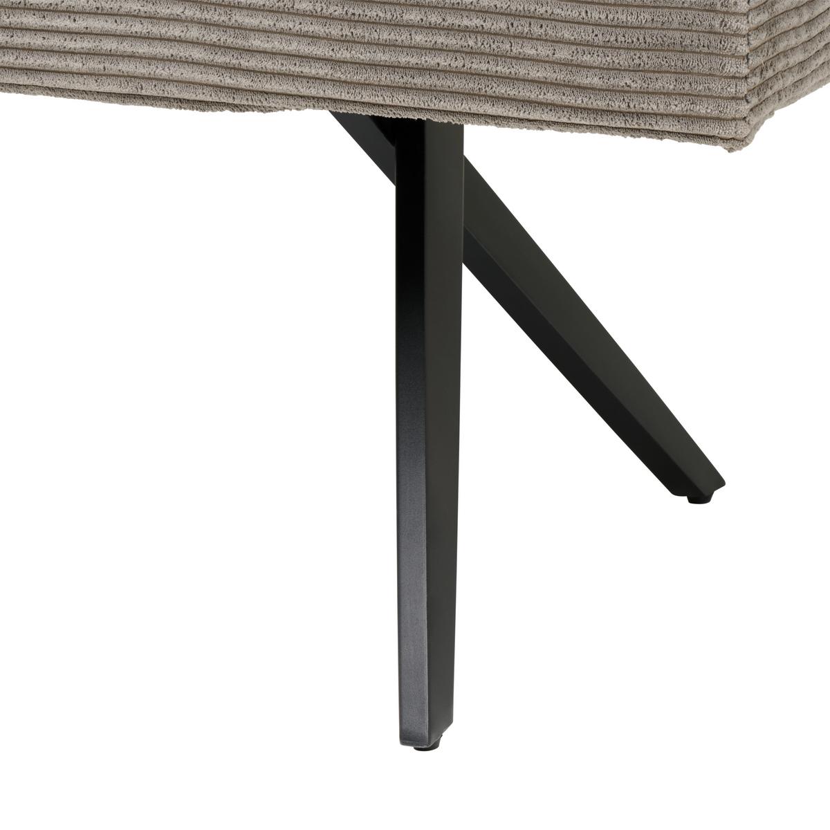 Sitzbank Chios mit Lehne Cord Dunkelgrau, B: 140 cm - Dunkelgrau/Schwarz, KONVENTIONELL, Textil/Metall (140/90/62cm) - MID.YOU