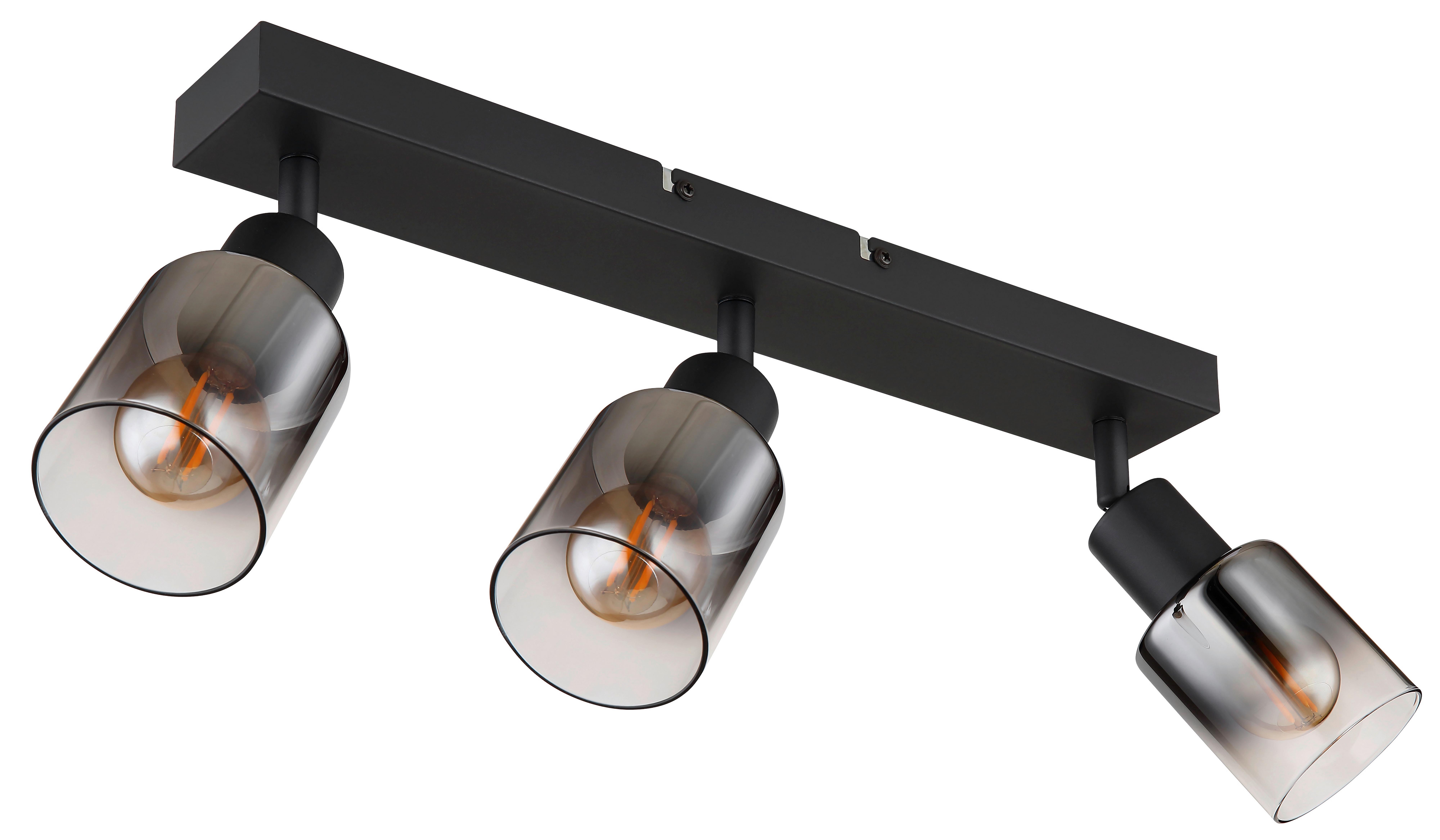 Strahler Timo 3-flammig Verstellbar Ø 7 Cm - Schwarz, MODERN, Glas/Metall (41/7/14cm) - Luca Bessoni