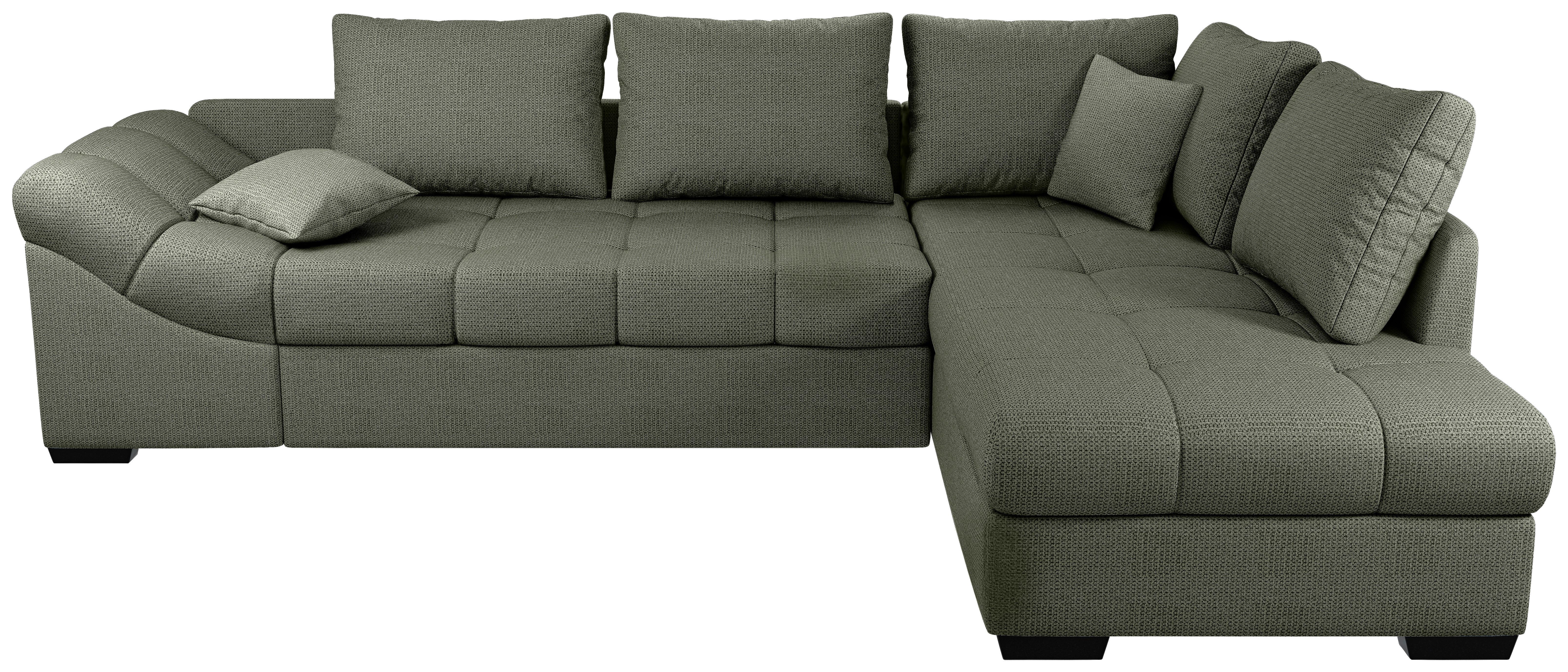 Eckschlafsofa Alvito Dunkelgrün S: 298x202cm - Dunkelgrün/Schwarz, MODERN, Textil (298/202cm) - MID.YOU