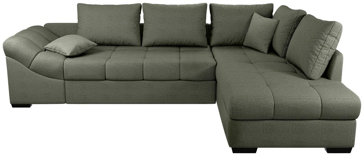 Eckschlafsofa Alvito Dunkelgrün S: 298x202cm - Dunkelgrün/Schwarz, MODERN, Textil (298/202cm) - MID.YOU