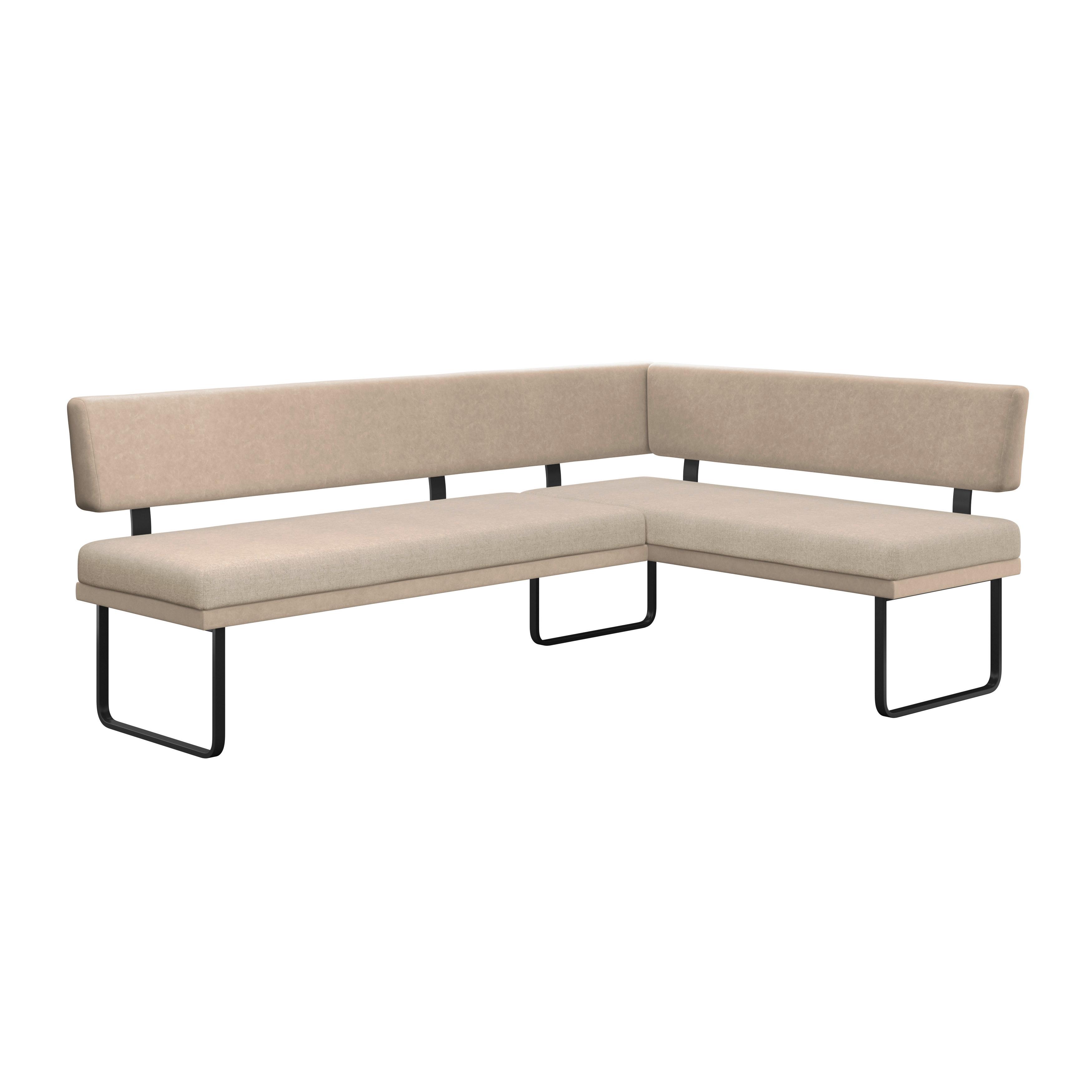 Eckbank Kian Webstoff Creme, S: 233x164cm - Creme/Schwarz, Trend, Textil/Metall (233/164cm)