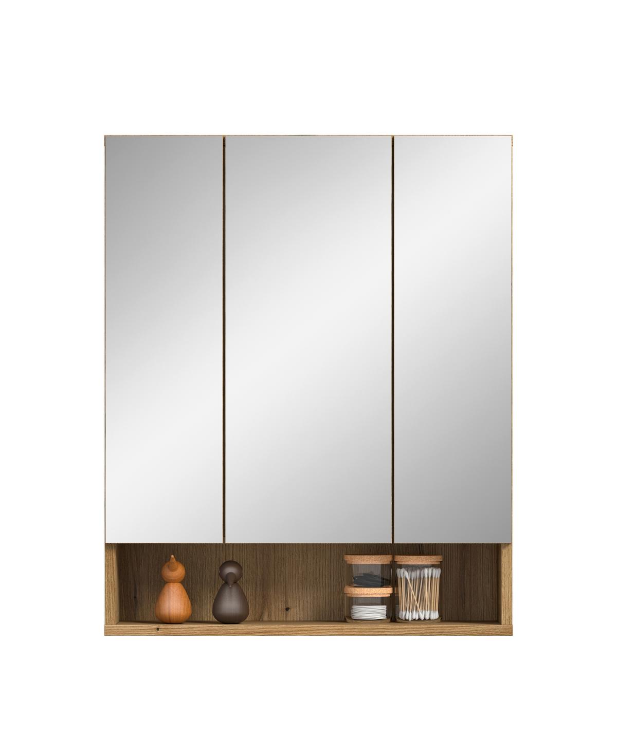 Spiegelschrank Aqua Eichefarben B: 60cm - Eichefarben, Trend, Glas/Holzwerkstoff (60/74/18cm) - MID.YOU