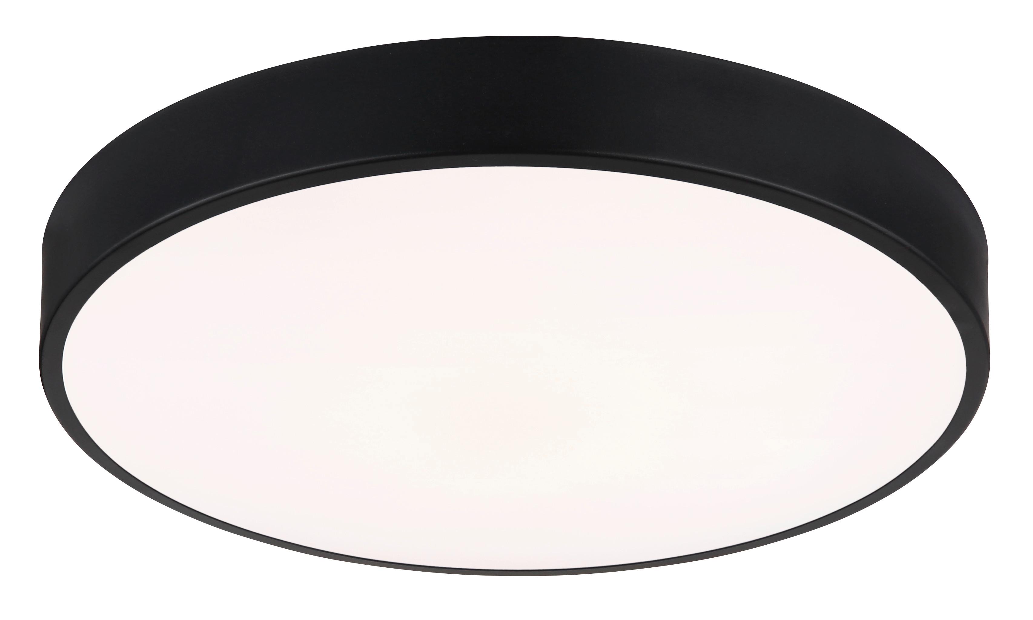 LED-Deckenleuchte Schwarz, 3000/4000/6000k - Opal/Schwarz, Basics, Kunststoff/Metall (37,8/7cm) - Globo
