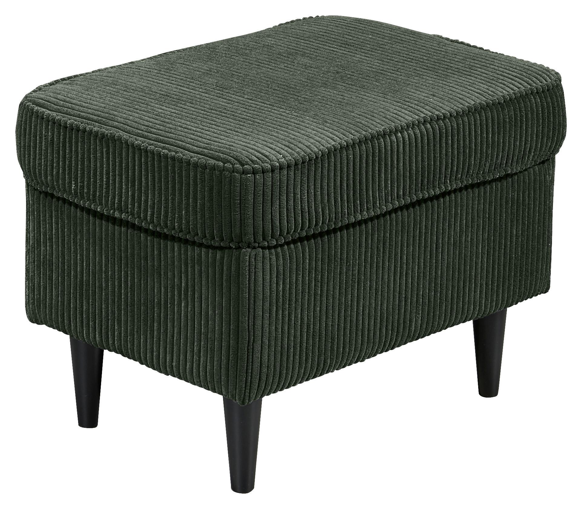 Hocker Oskar Dunkelgrün H: 43 cm - Dunkelgrün/Schwarz, Basics, Textil (63/43/42cm) - MID.YOU